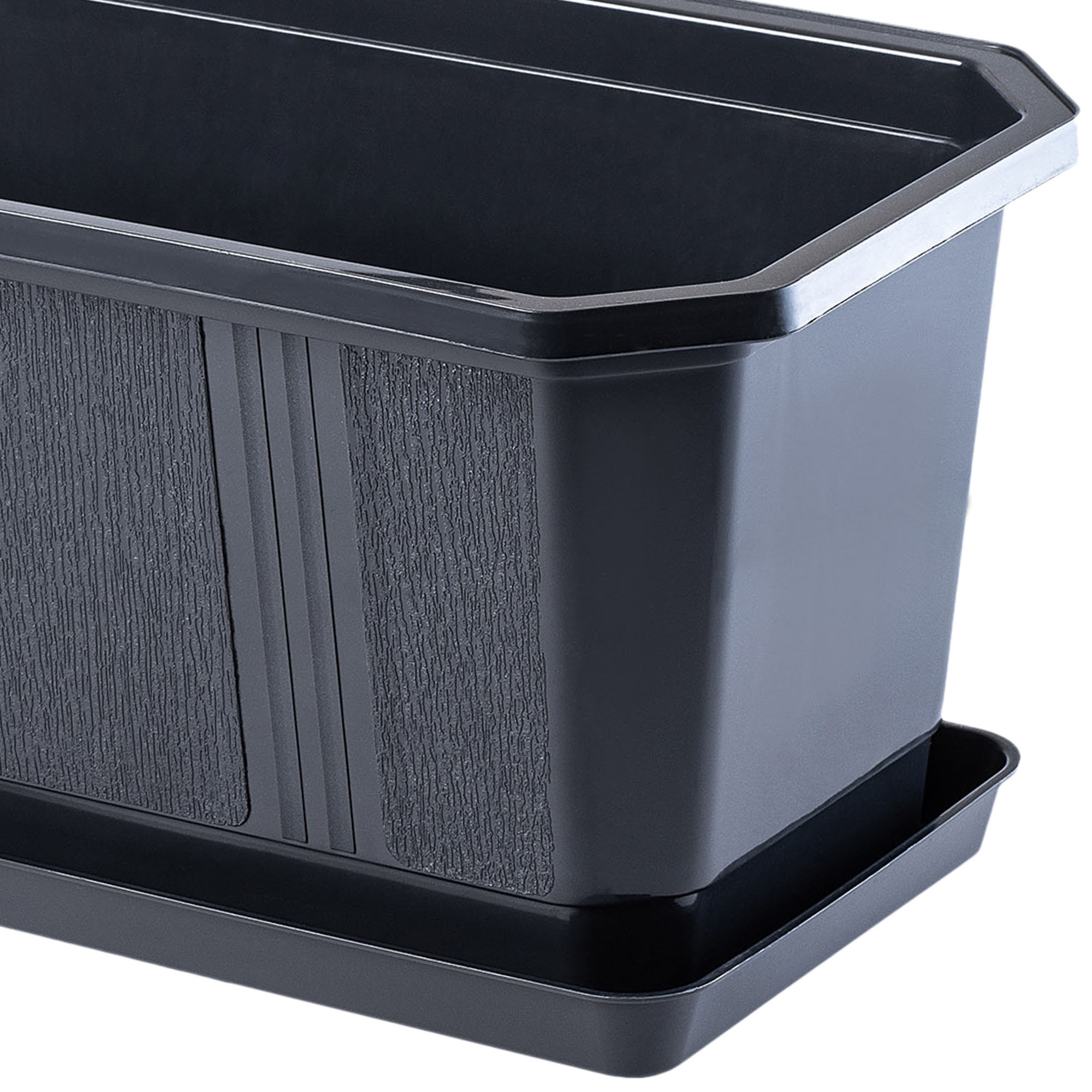 Doniczka balkonowa z uchwytami Oste 40 cm + 60 cm, grafit