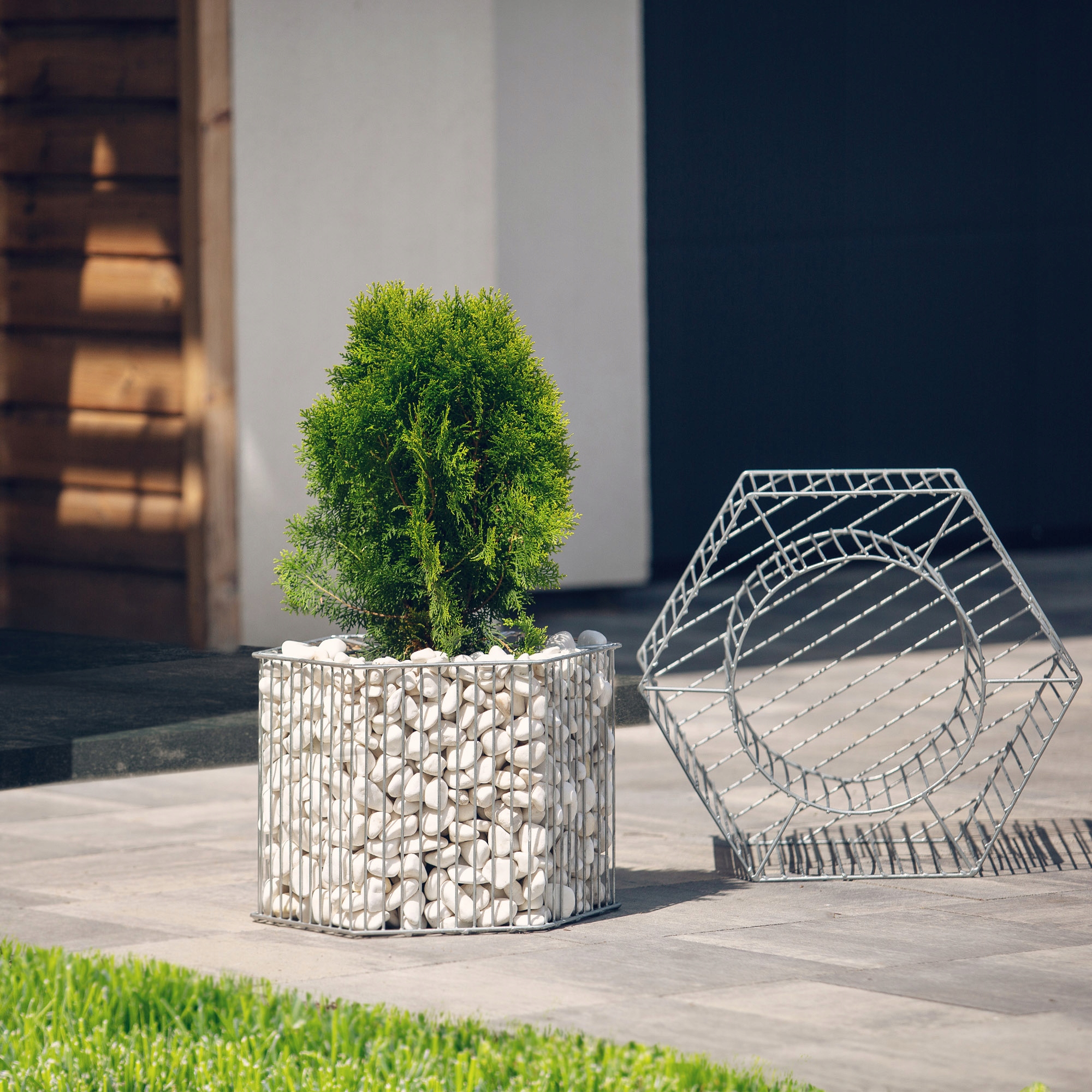 Gabion ogrodowy stalowy 39 x 56 cm, srebrny