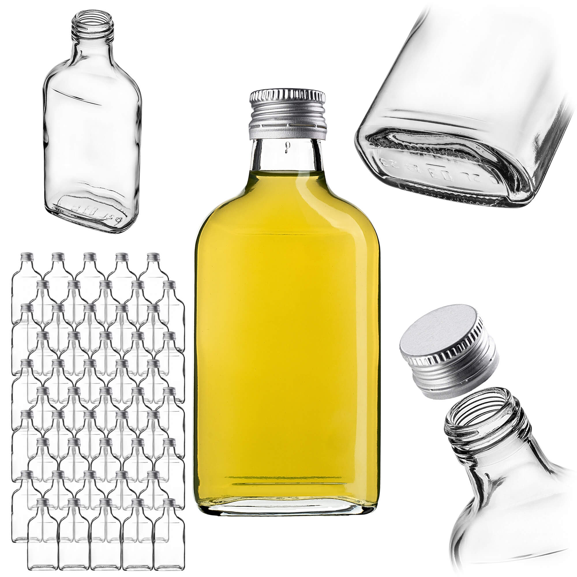 Butelka piersiówka Viane 200ml z srebrną zakrętką 50 szt.