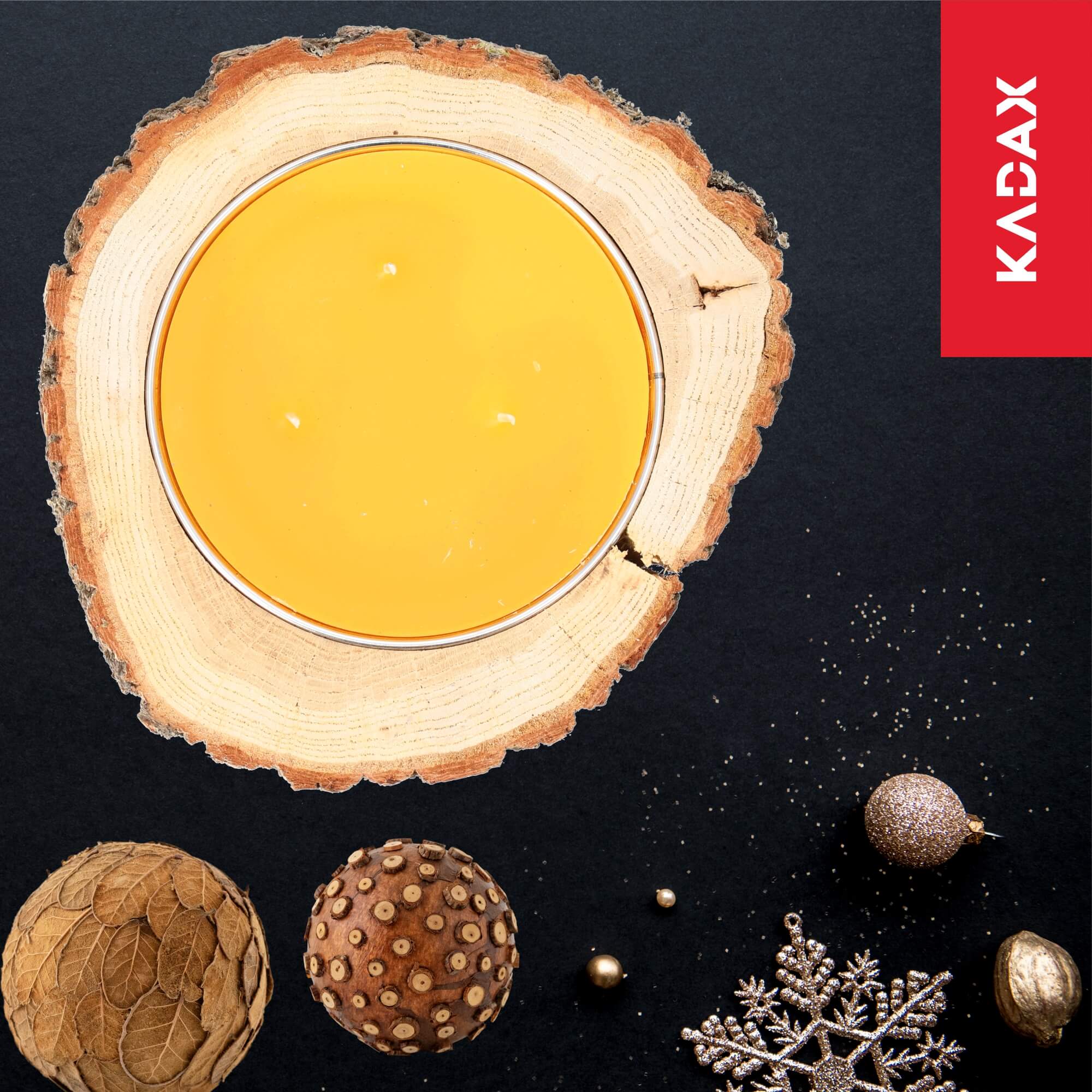 Świeca rustykalna zapachowa duża 24 cm, pomarańczowa