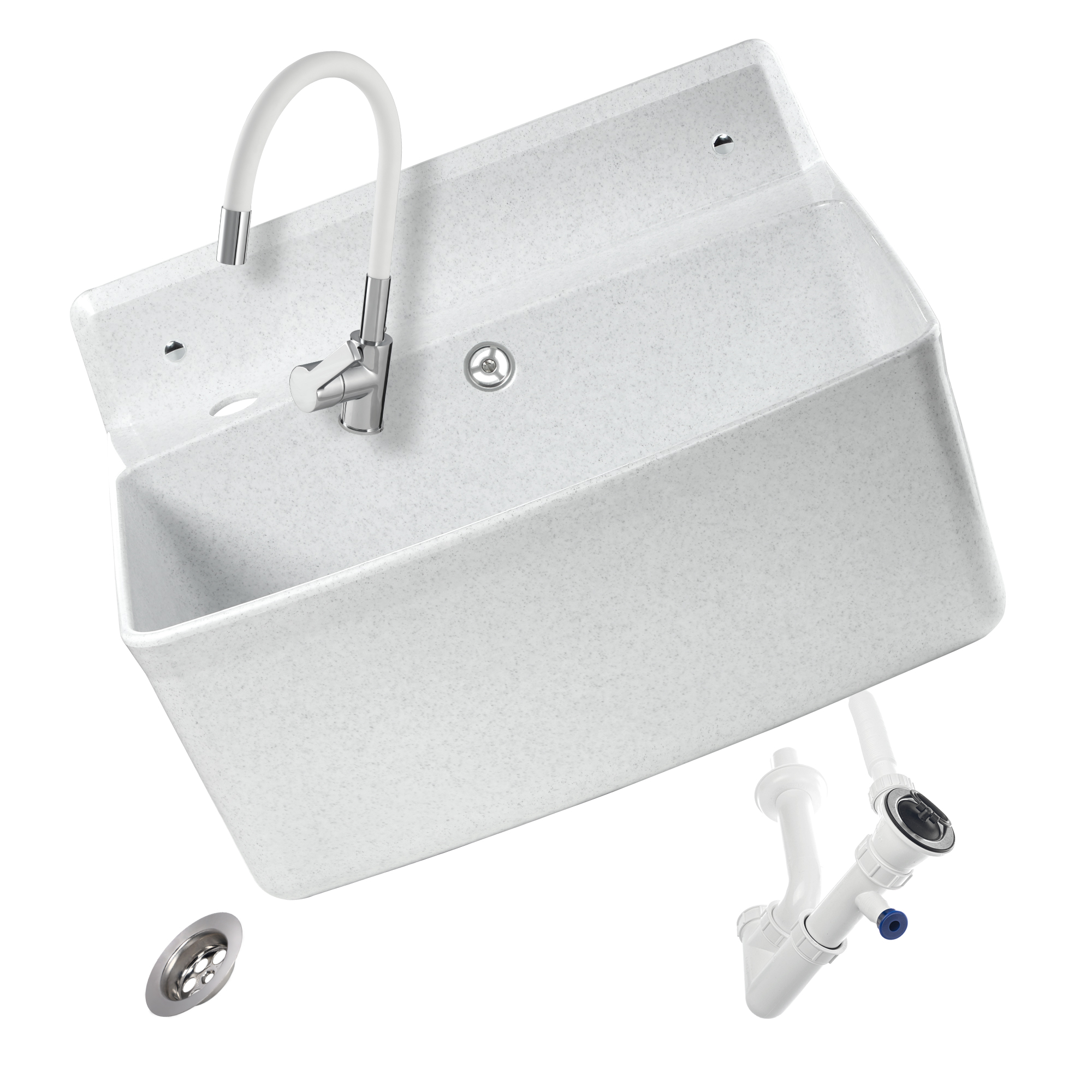 Zlew gospodarzy z baterią elastyczną Gospo XXL, biały