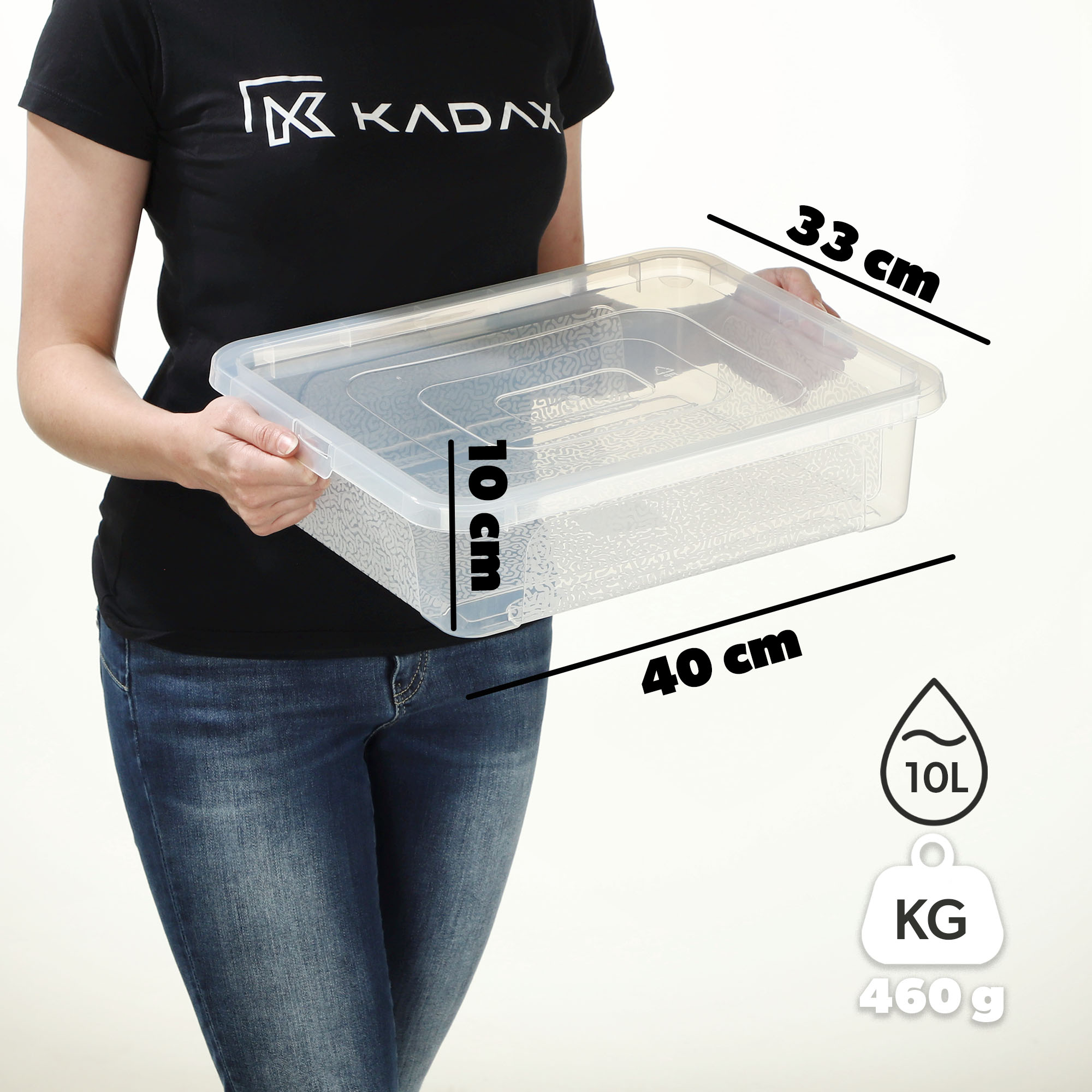 Pojemnik z pokrywką do przechowywania Dozza 10L bezbarwny