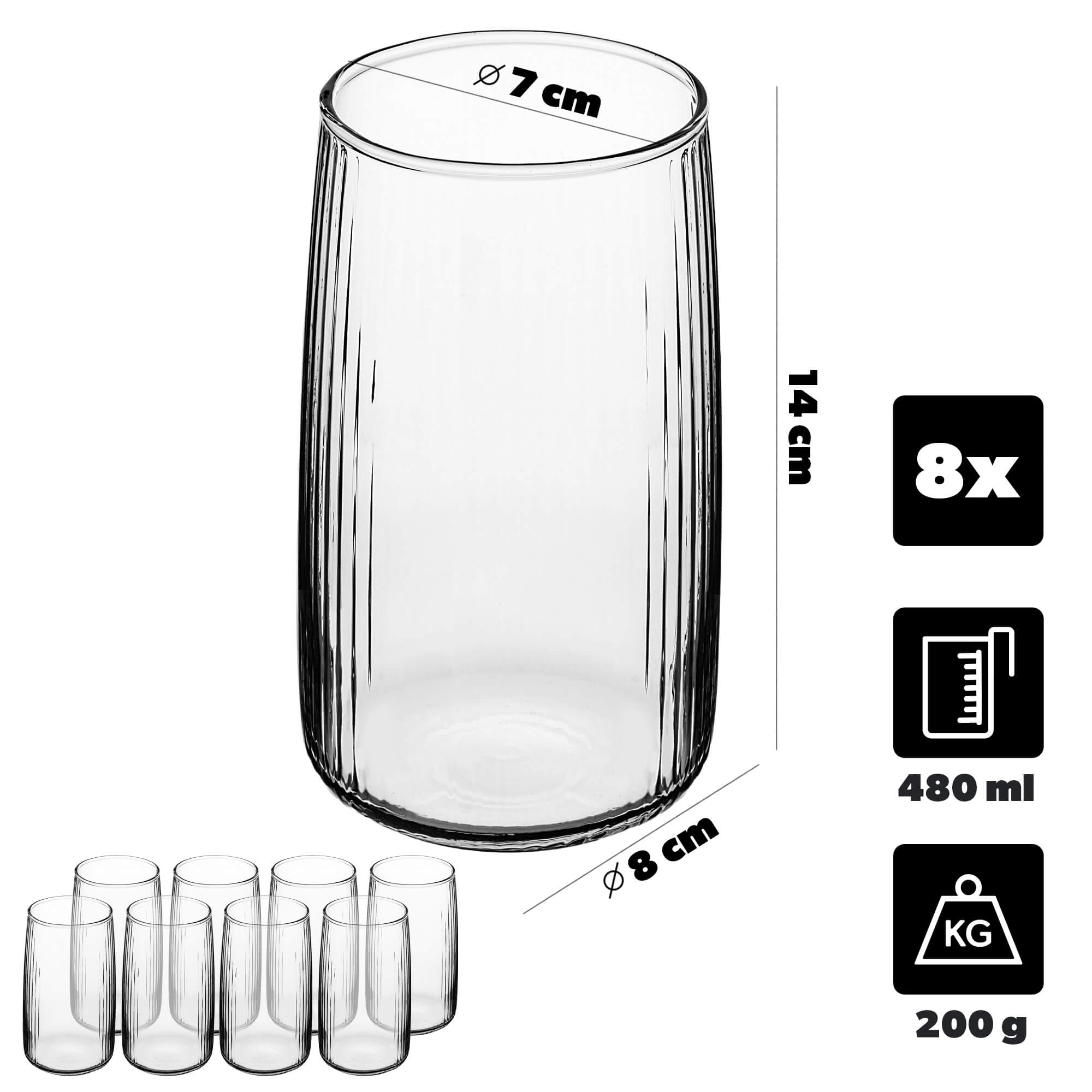 Szklanki do drinków i napojów Tonda 480ml 8 szt.
