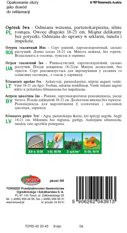 Ogórek pod osłony Iwa (dł. 18-20 cm) 1g