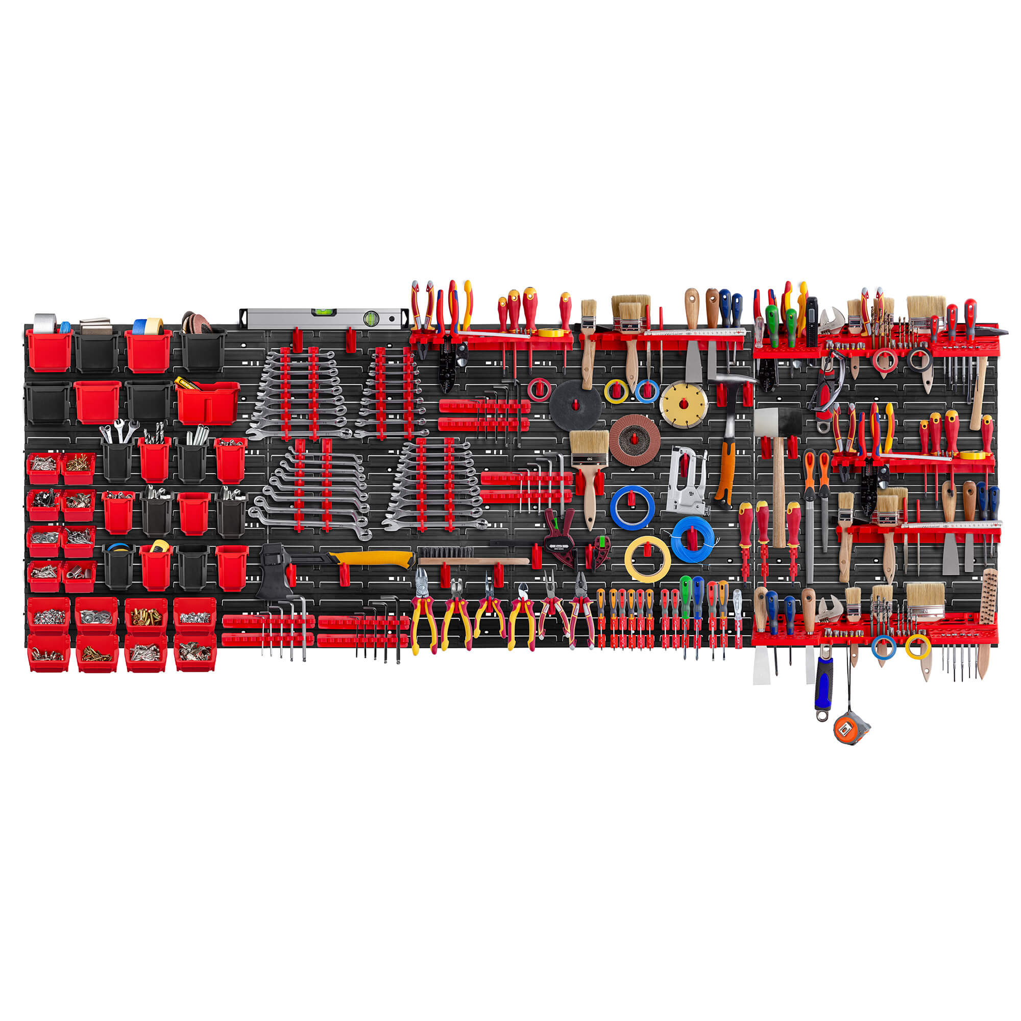 Tablica warsztatowa Lokke 122 elementy 232 x 78 cm, czerwona