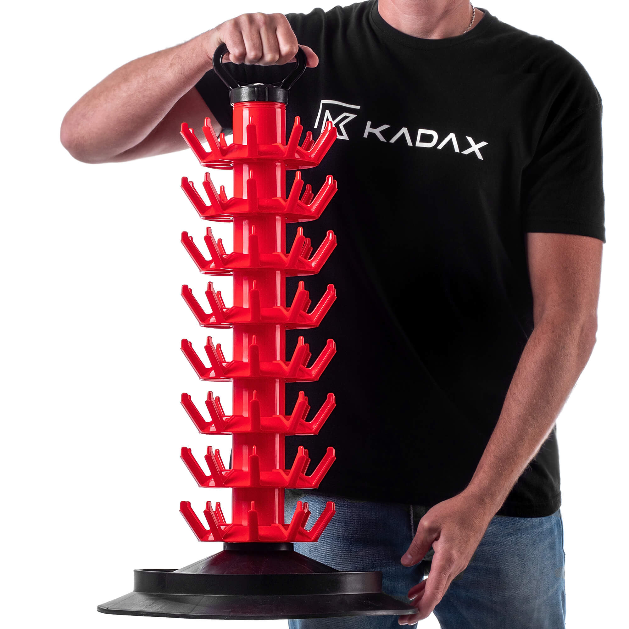 Suszarka ociekacz do butelek Nusco na 80 sztuk z uchwytem czerwony