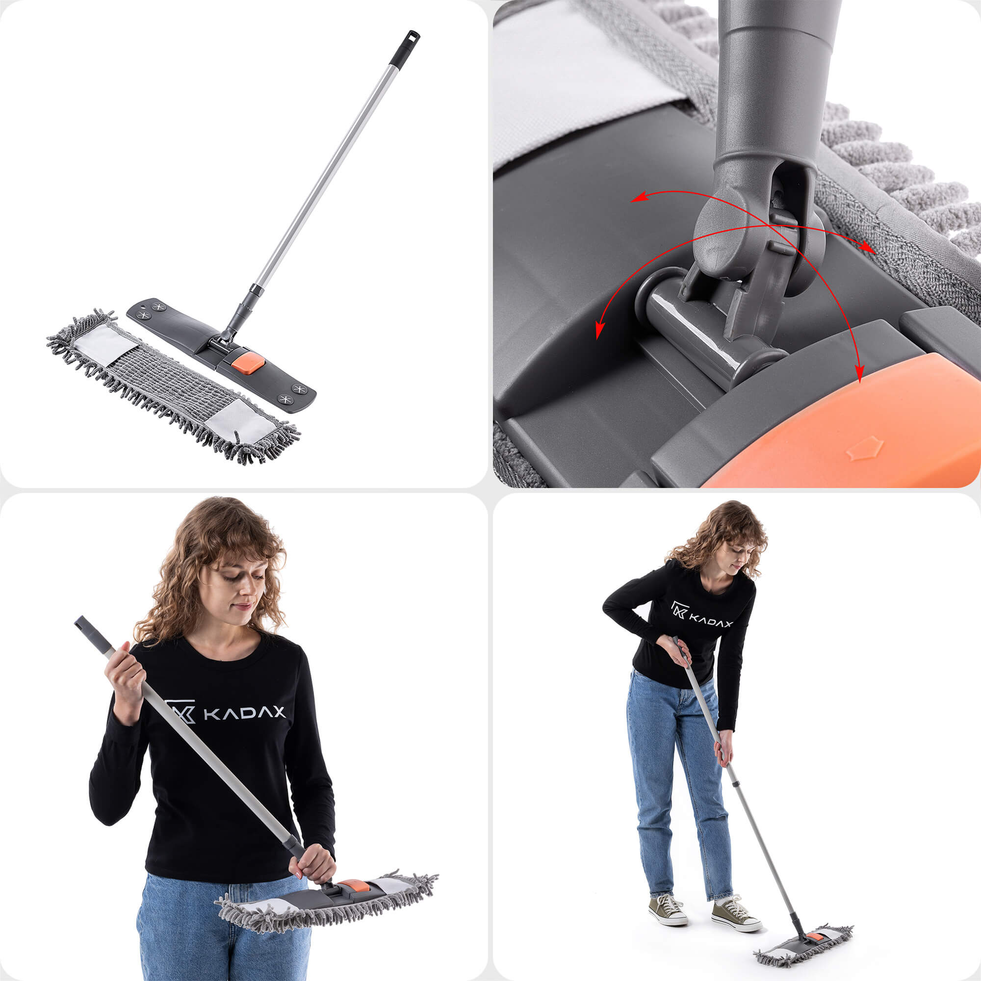 Mop płaski z mikrofibry Vaux 120 cm szary