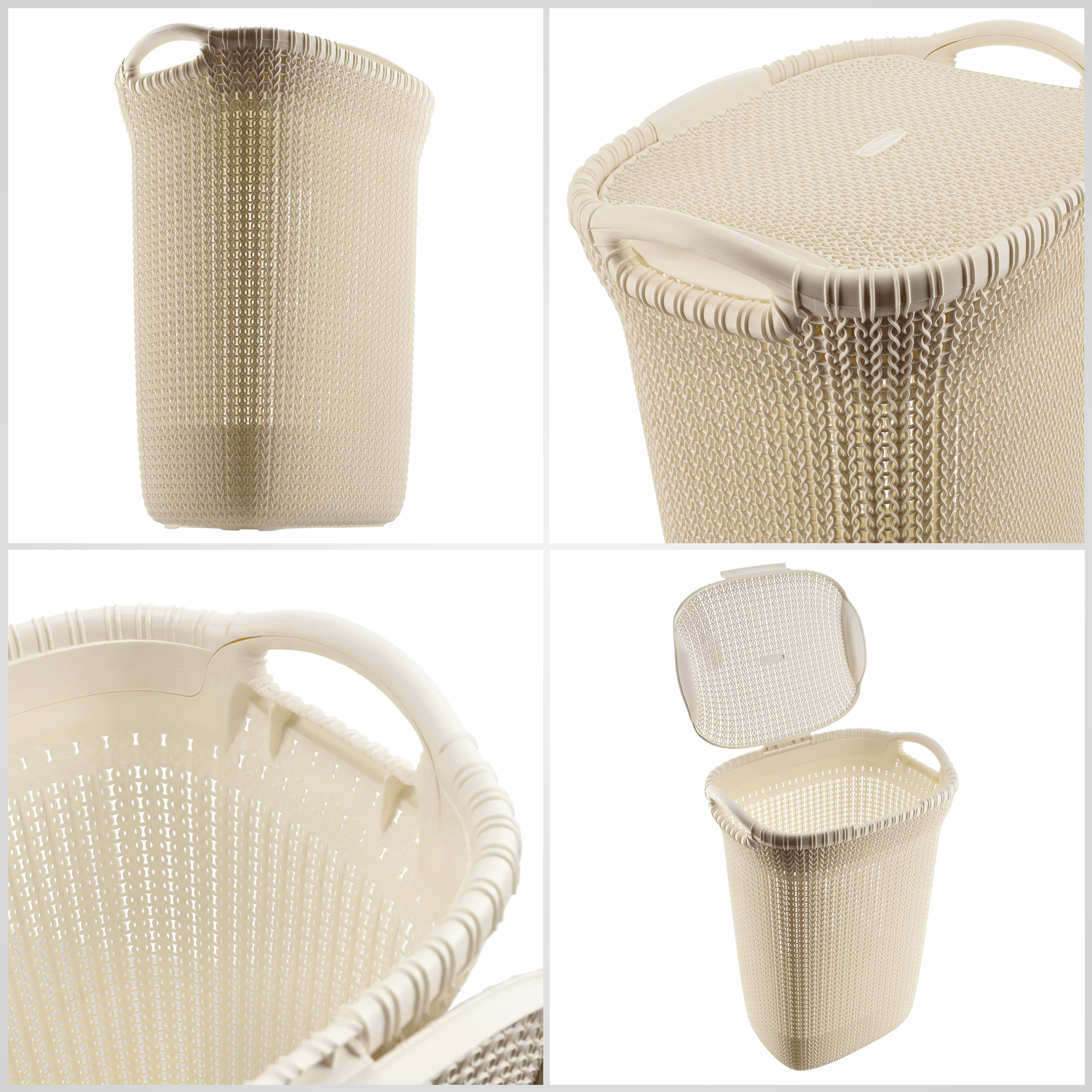 Kosz z pokrywą Curver Knit 57L kremowy