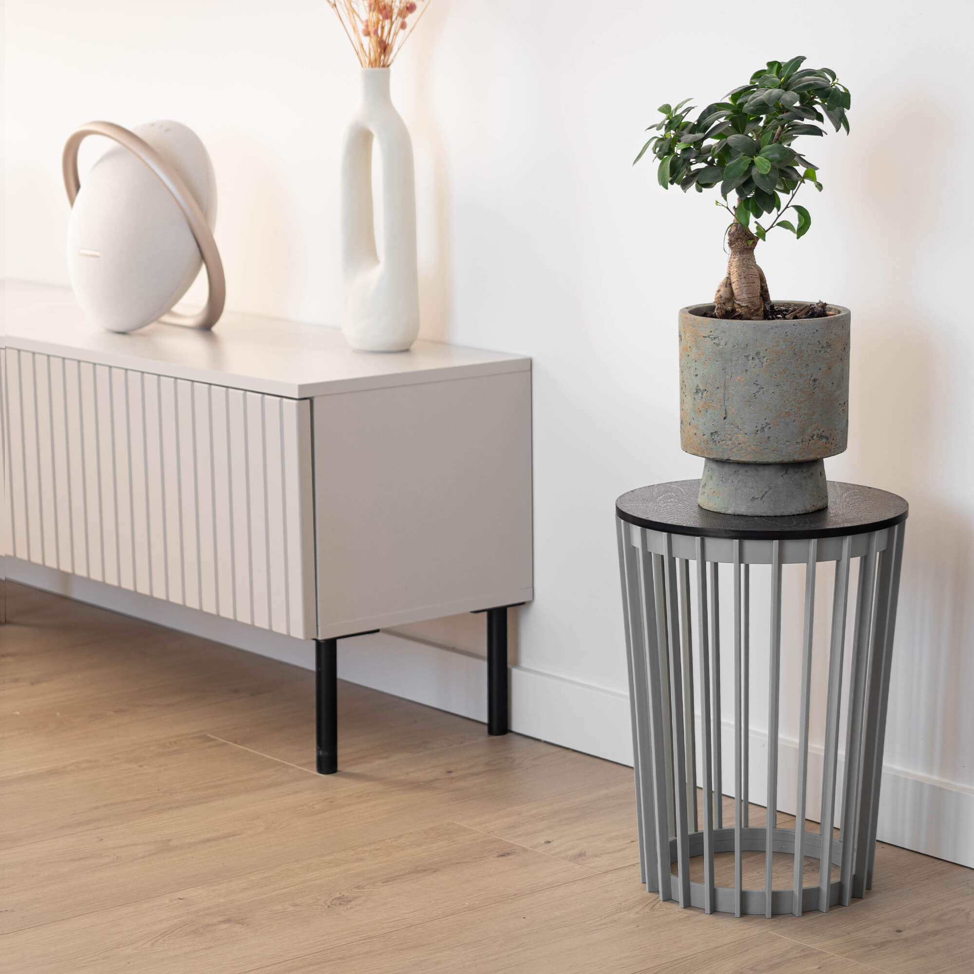 Kwietnik dwustronny Aytre 54 cm platynowy + blat czarny