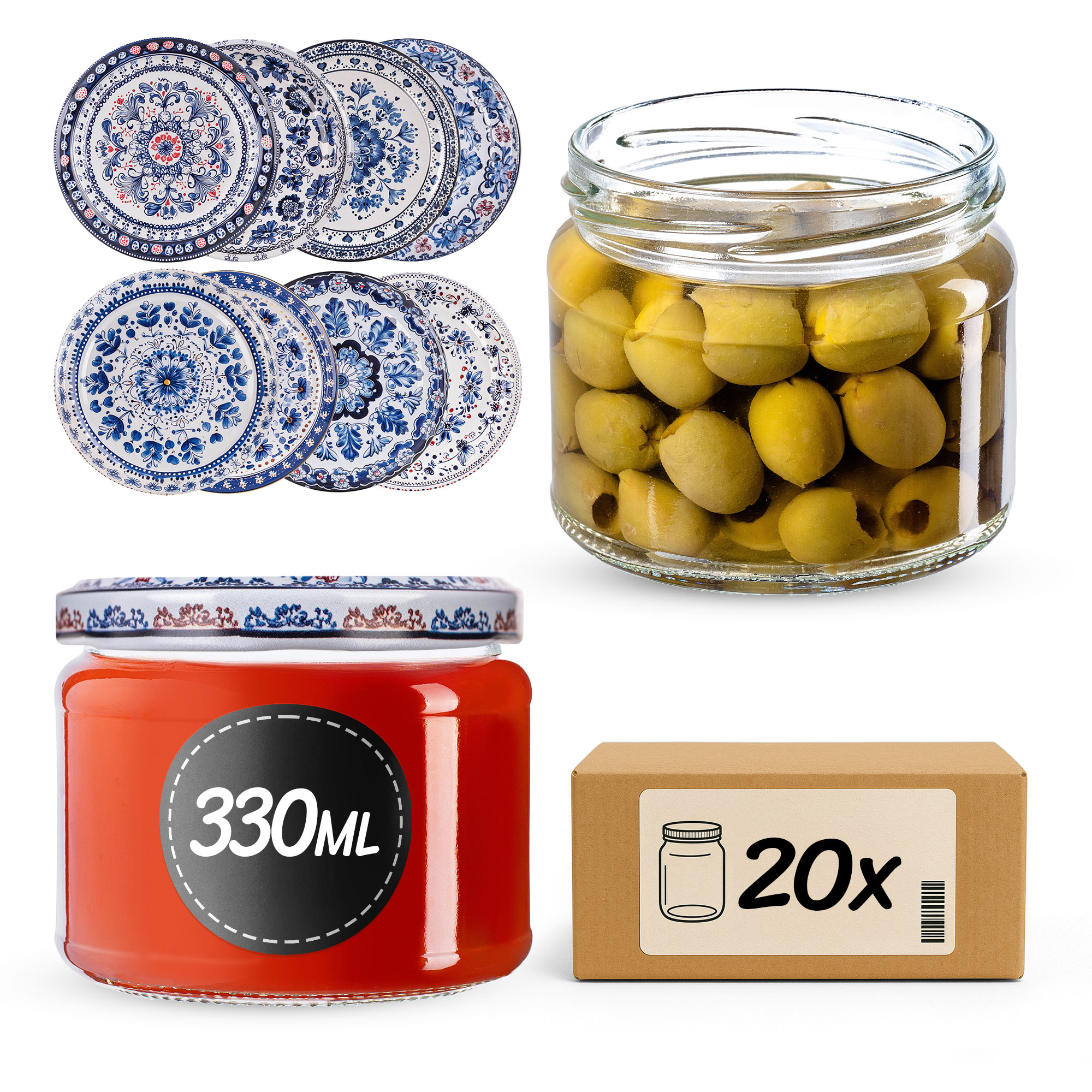 Słoiki na przetwory Sonka 330ml fi82mm 20szt + wieczko Bolesławiec