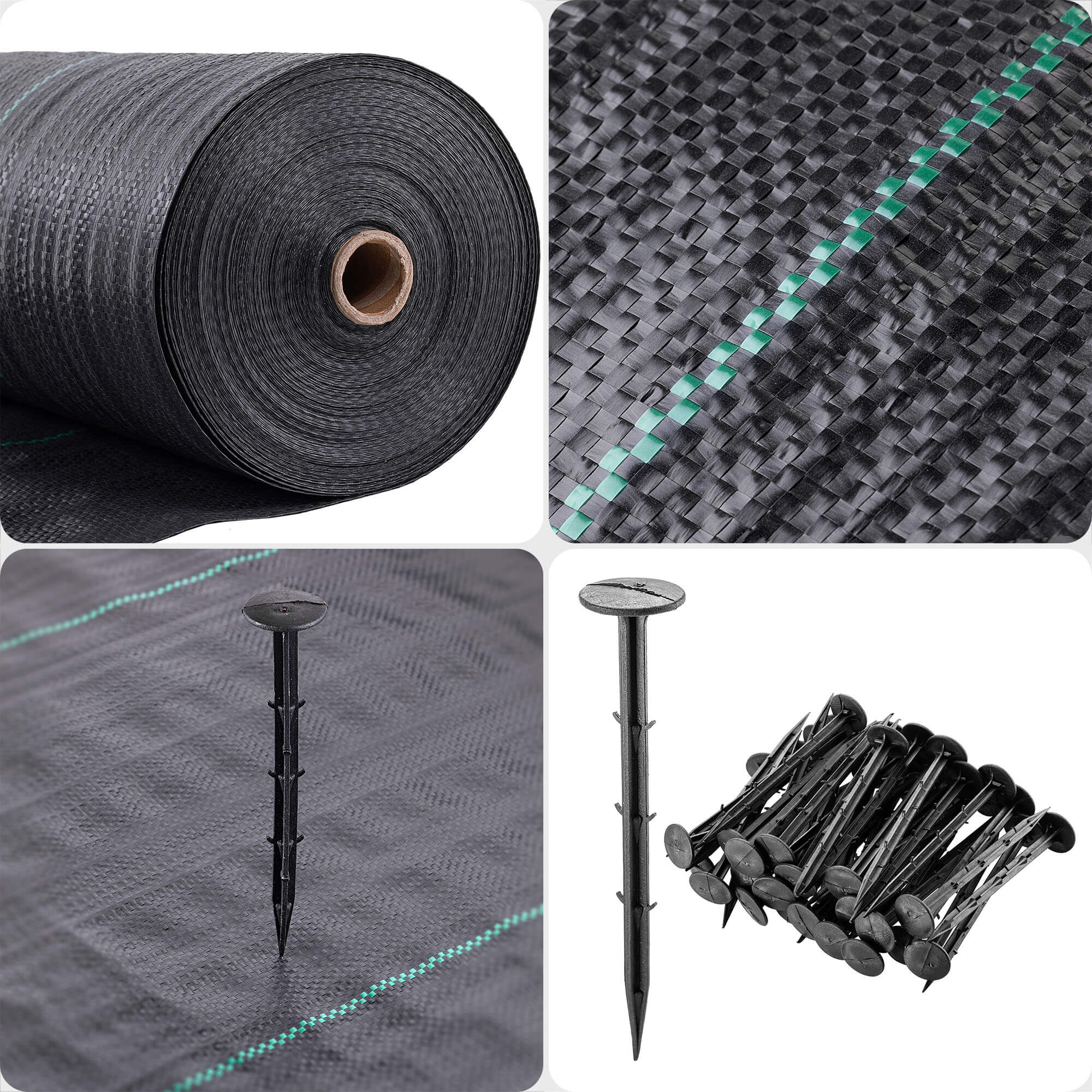Agrotkanina ogrodowa Auros 1.1 x 50m 110 g/m² czarna + kołki 50 szt.