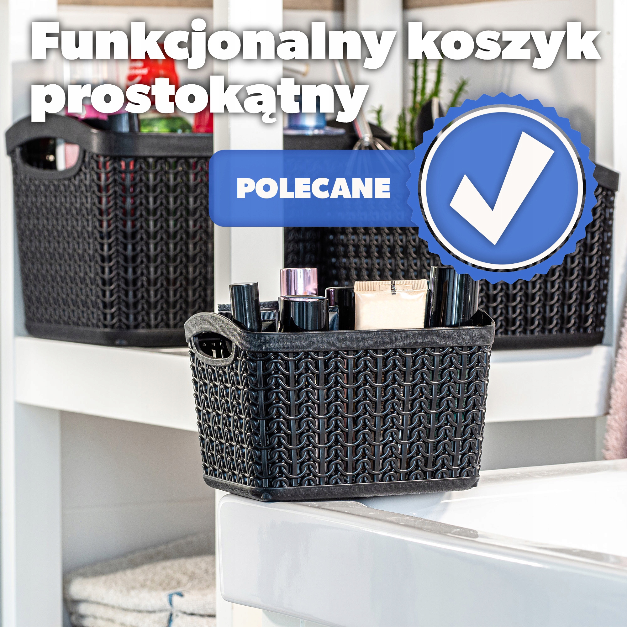 Koszyk plastikowy prostokątny Fonti 1.5L, czarny