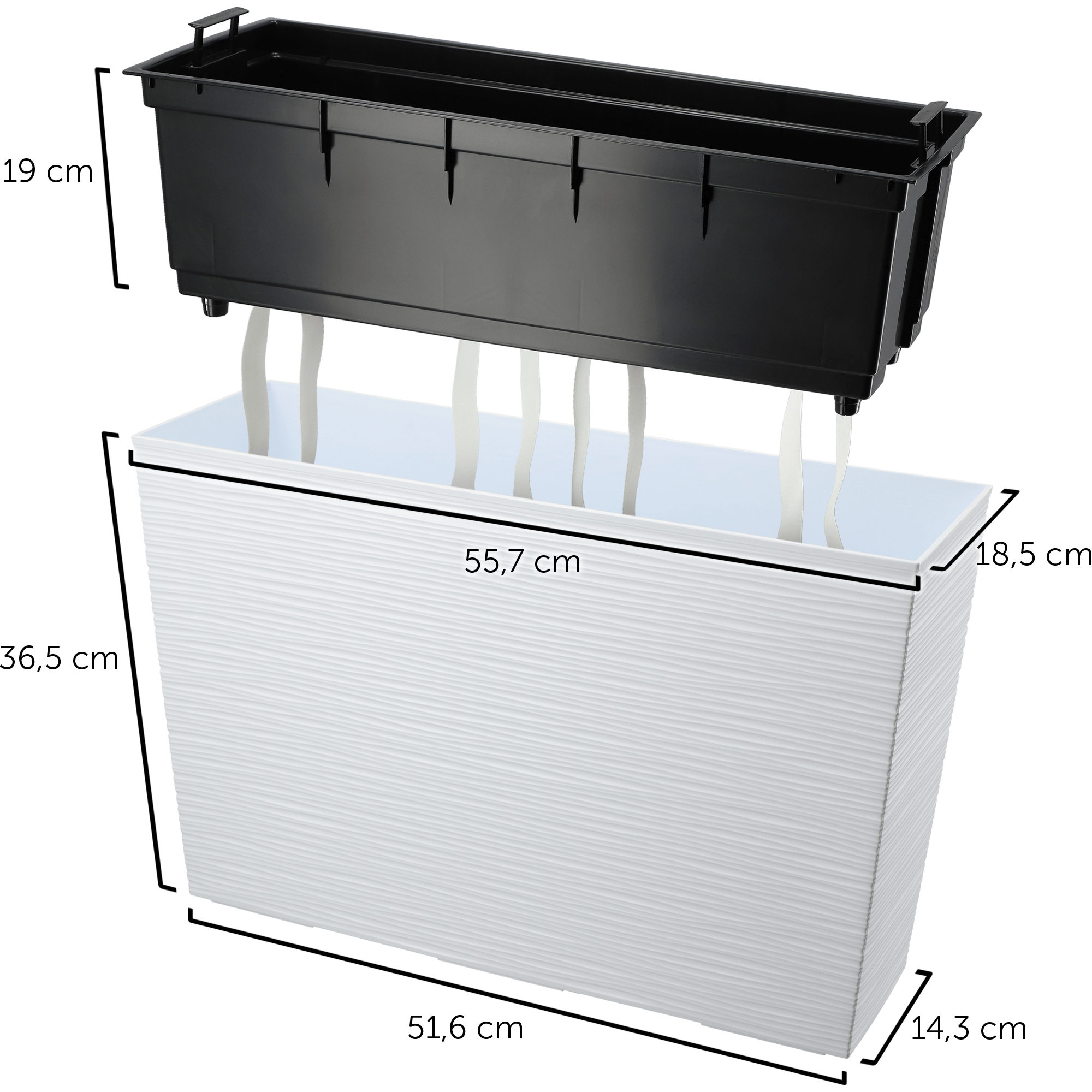 Donica ogrodowa Sorbo dłuto 56 x 19 cm, biały