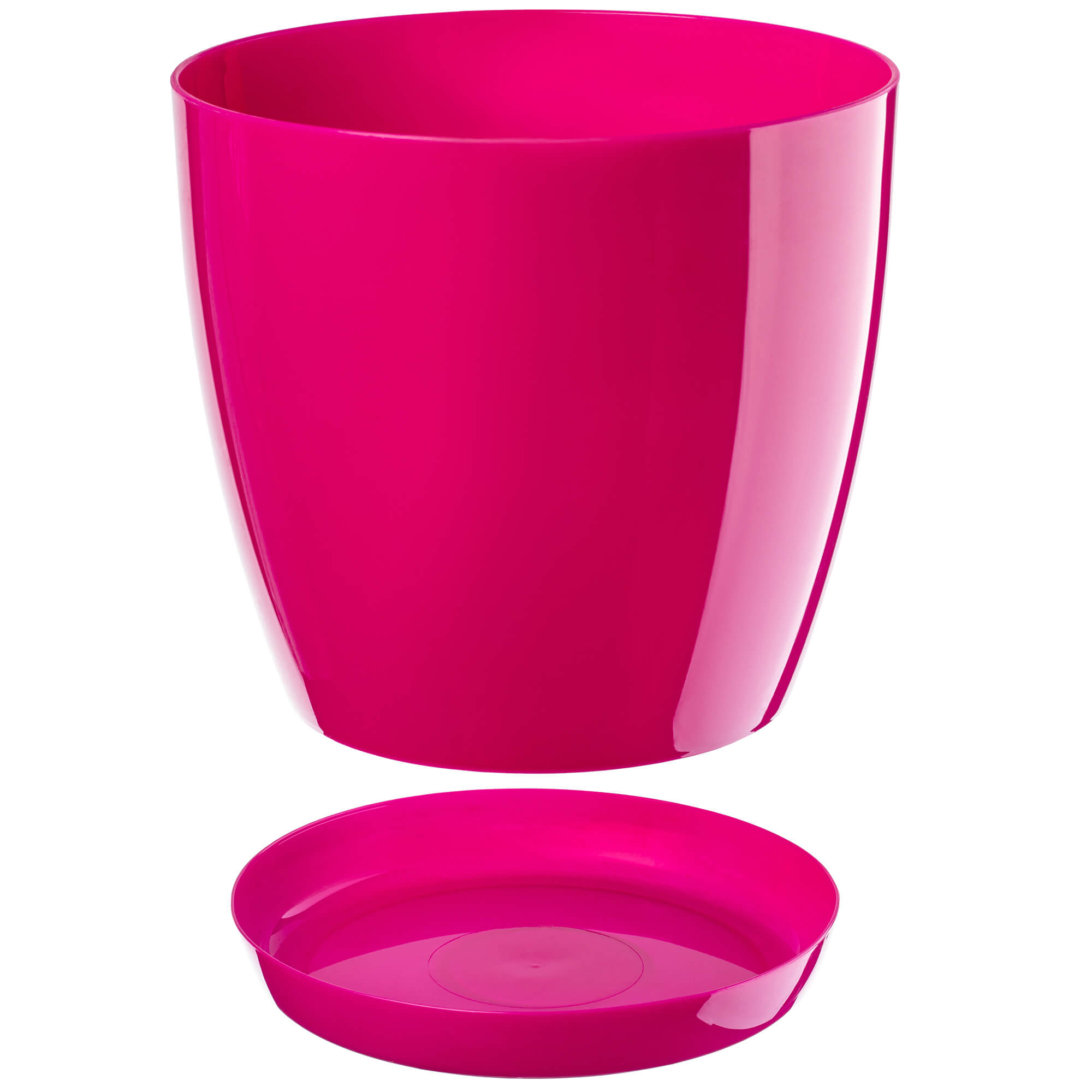 Doniczka na kwiaty z podstawką 14 cm, różowa