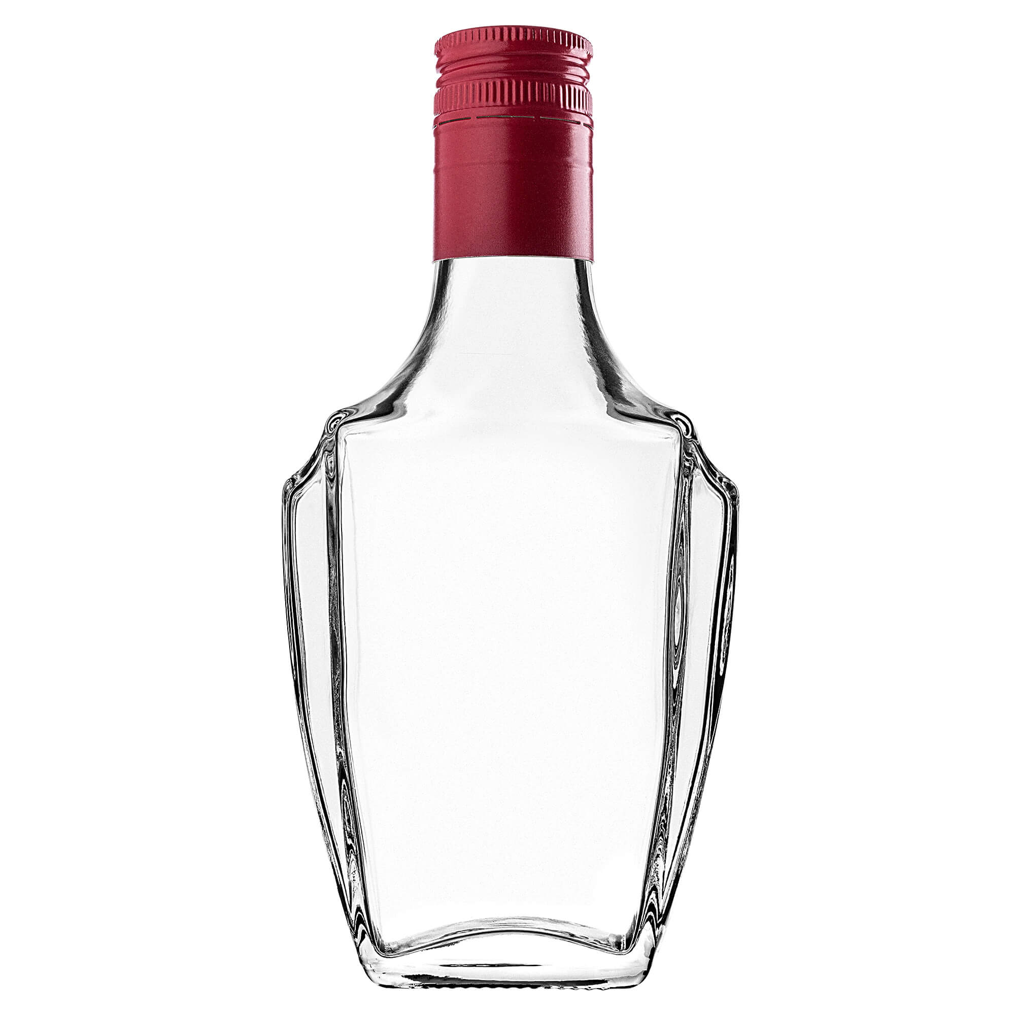 Szklana butelka na nalewkę Faenza 250ml z długą czerwoną zakrętką 10 szt.