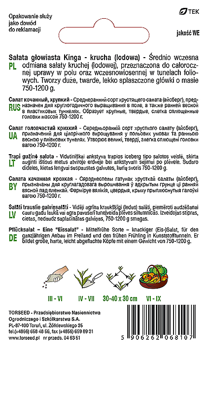 Sałata głow krucha (do upr.w tunelu i w polu) Kinga 0,5g