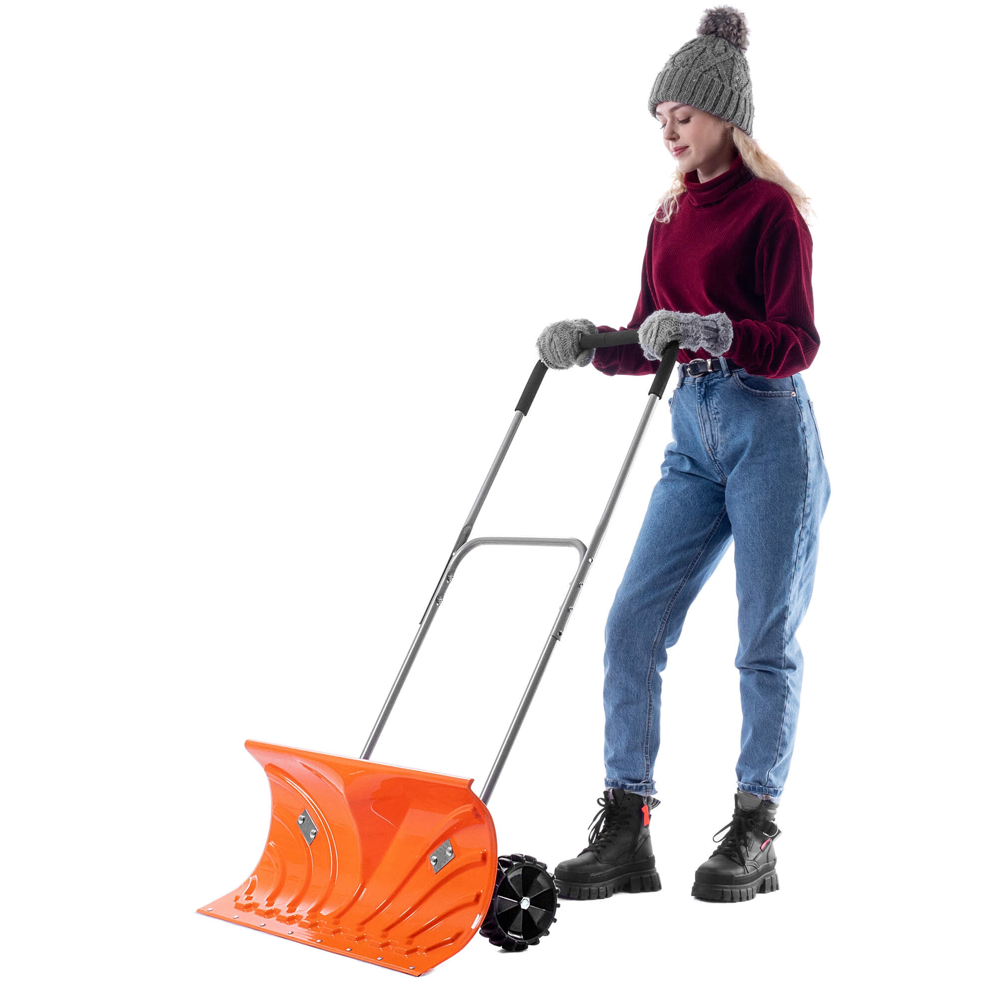Pług do śniegu Dunet z kołami 102cm pomarańczowy