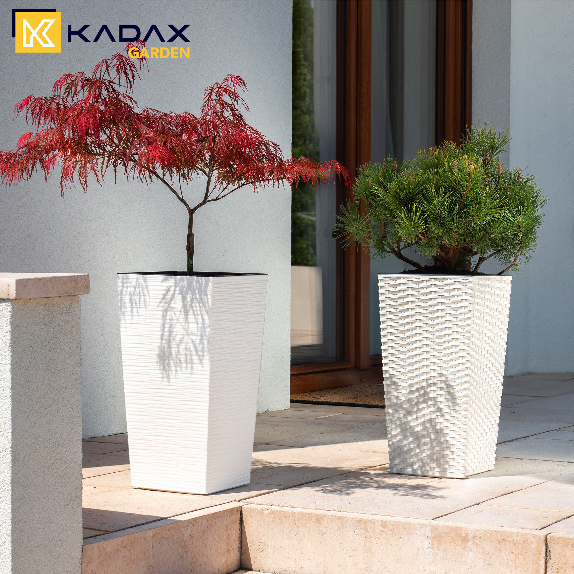 Donica na kwiaty z wkładem Tuluza dłuto 30 cm, biała