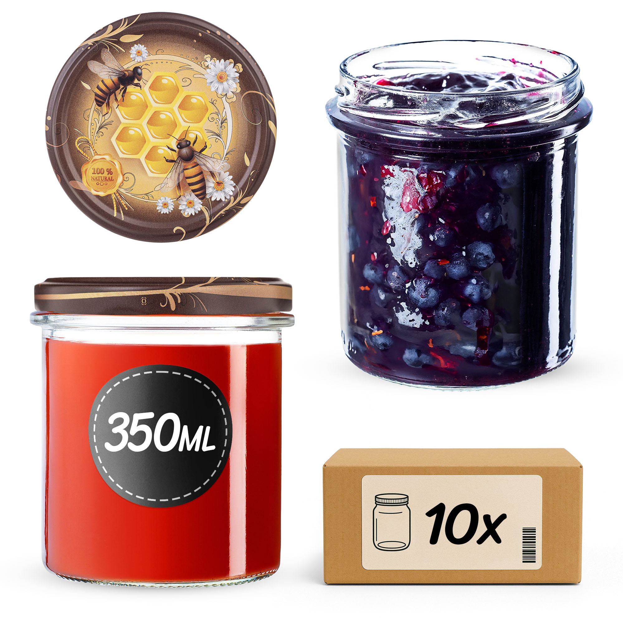 Słoiki na przetwory Avila 350ml fi82mm 10szt + wieczko Miód