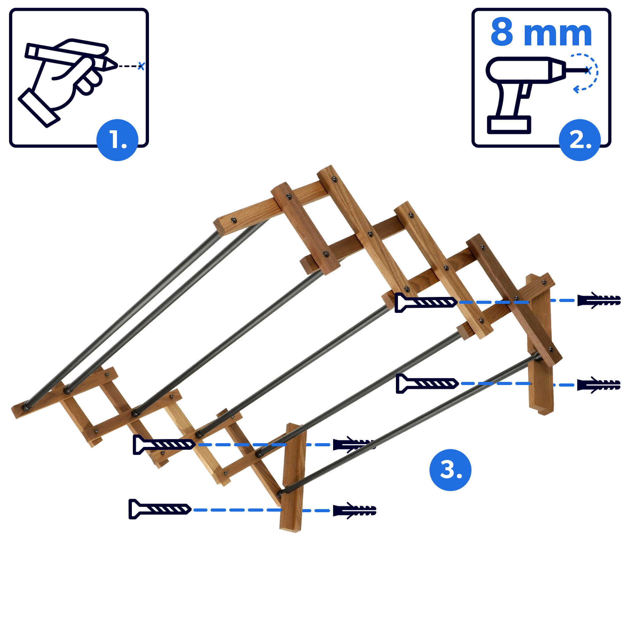 Suszarka na pranie harmonijkowa Ferrara 80 cm do sam. montażu