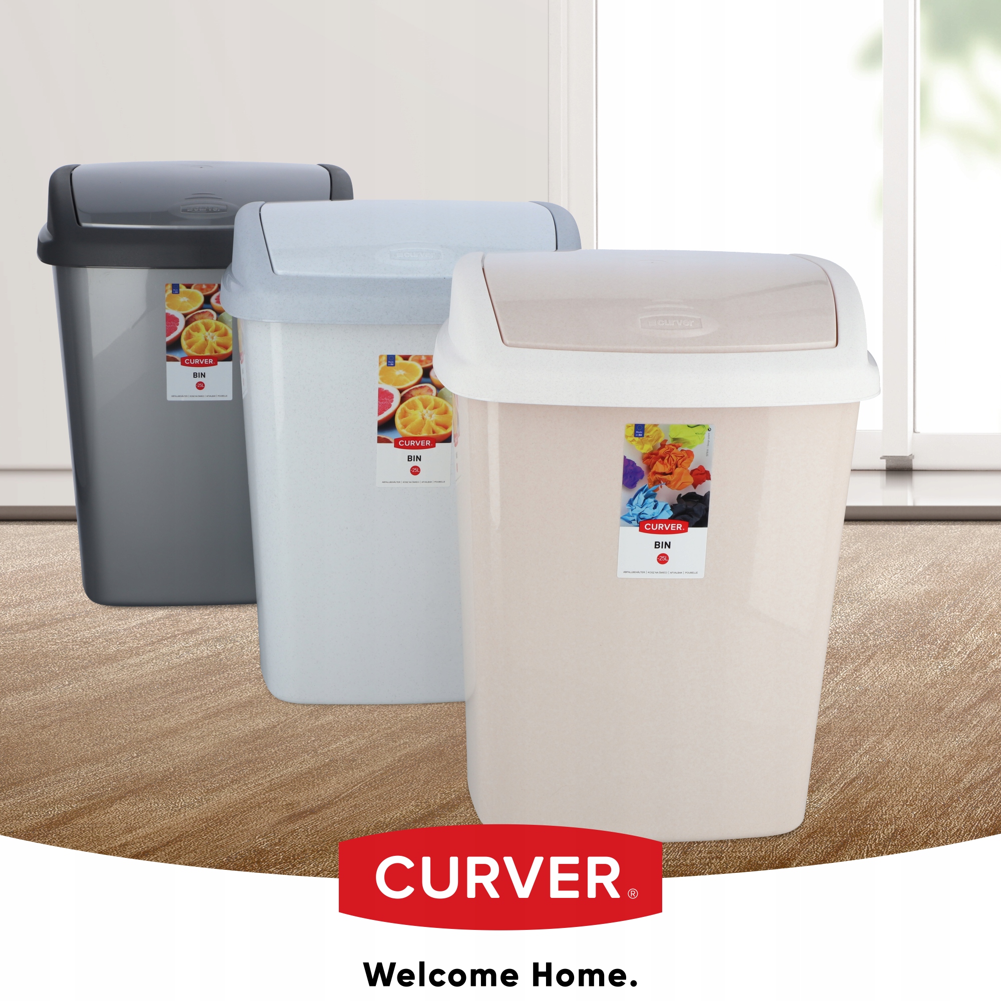 Kosz na śmieci uchylny Curver Dominik 10L, granitowy