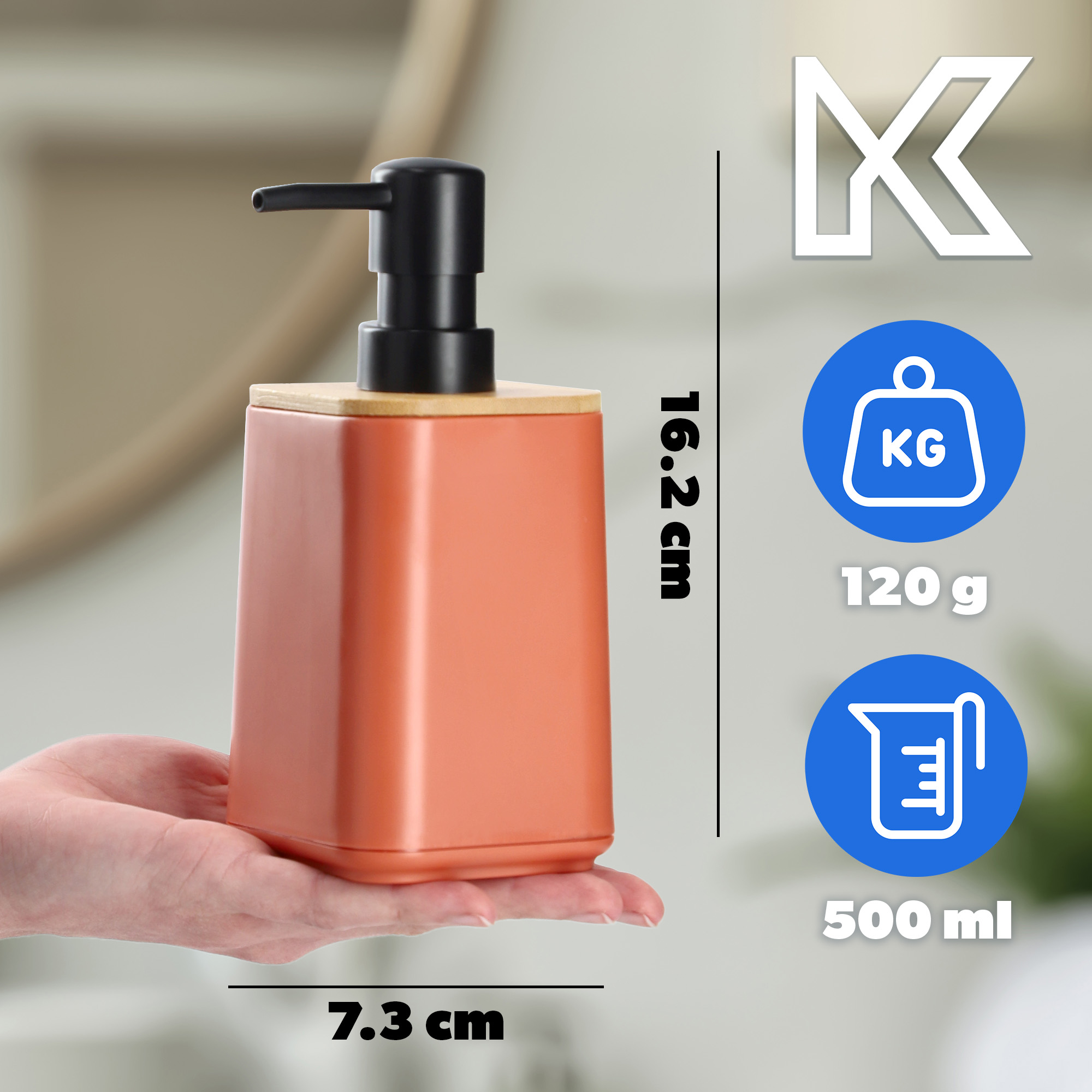 Zestaw Carrara Dozownik na mydło + Kubek łazienkowy, różowy