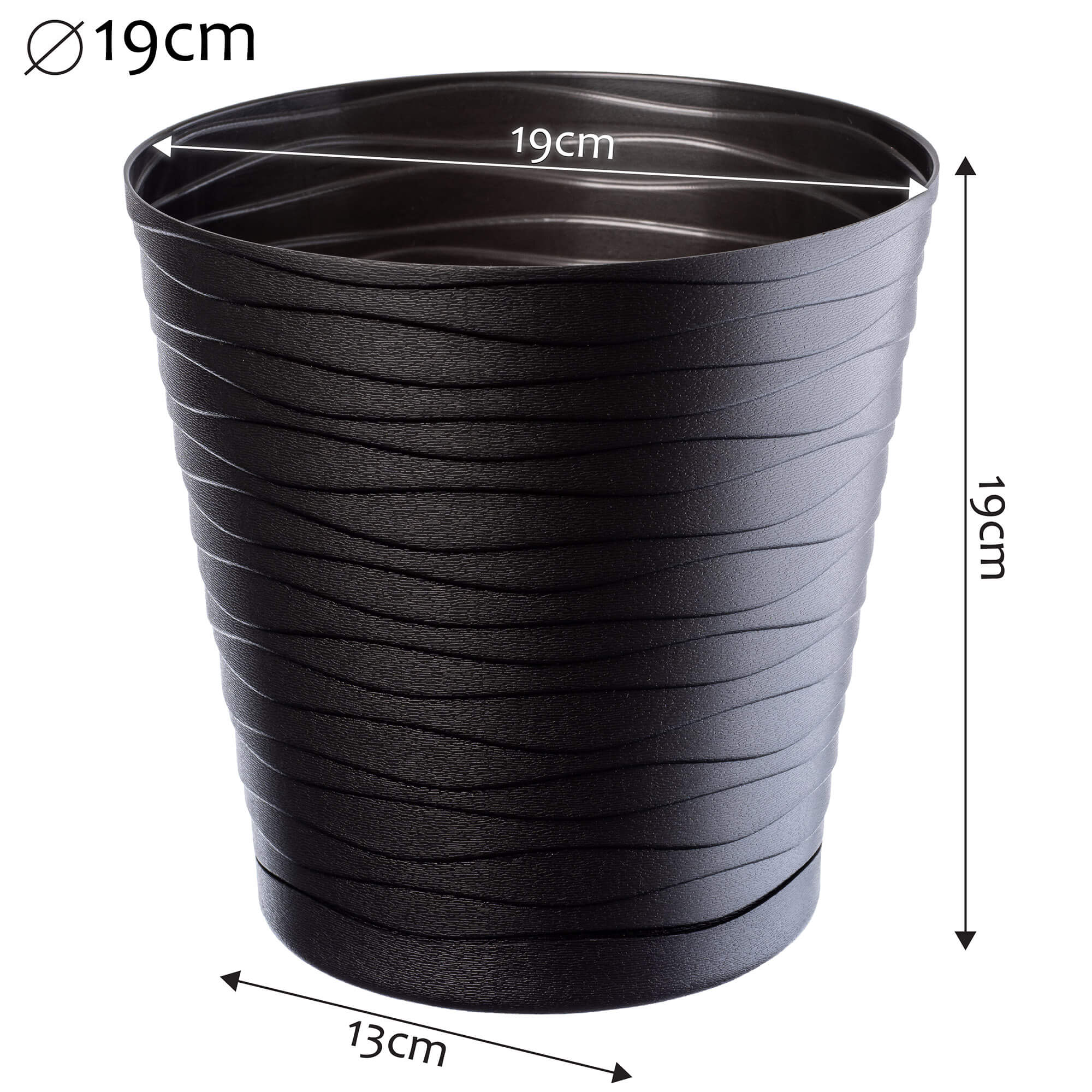 Doniczka z podstawką Greve 19 cm, czarna