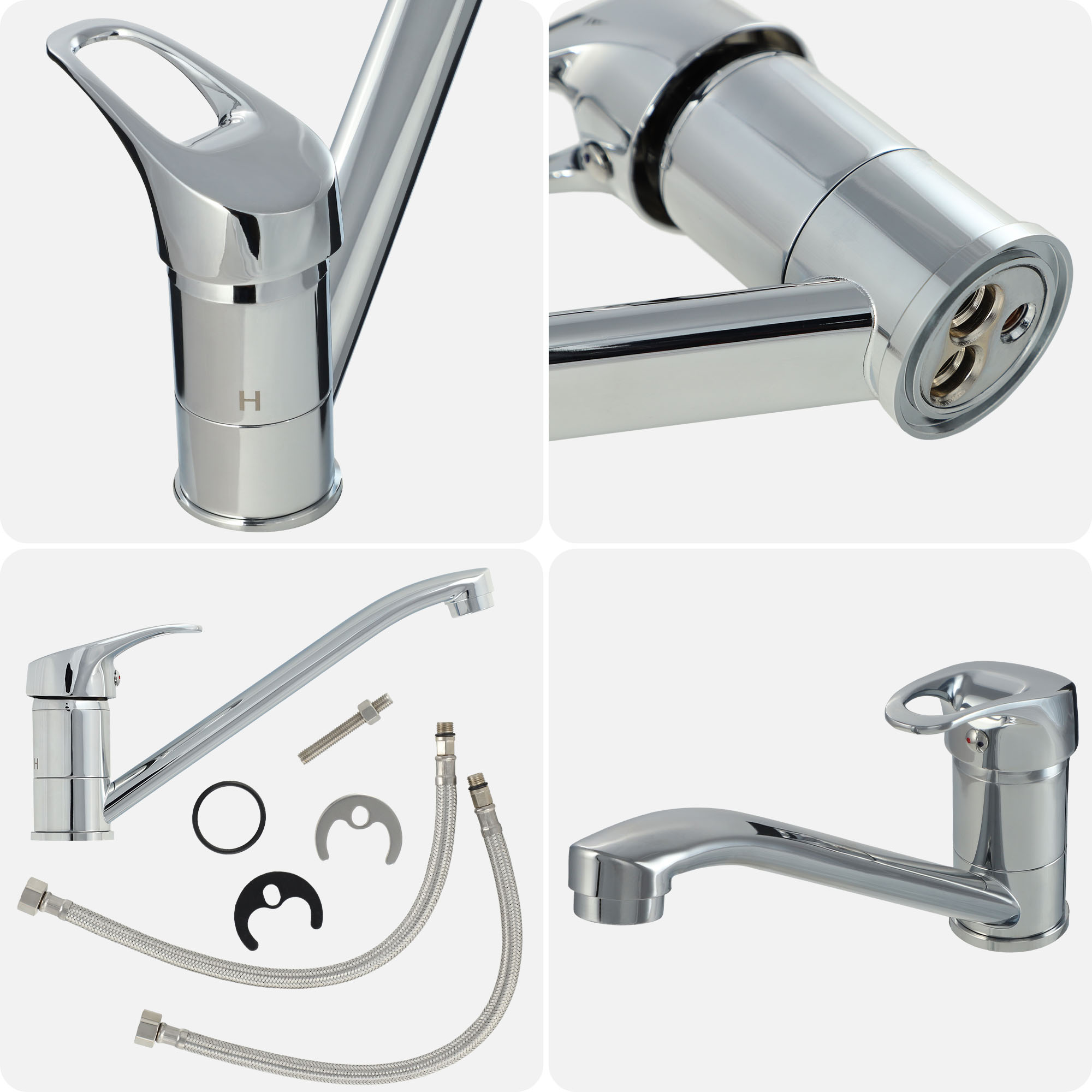 Zlew gospodarczy z obrotową baterią Gospo Eko, szary