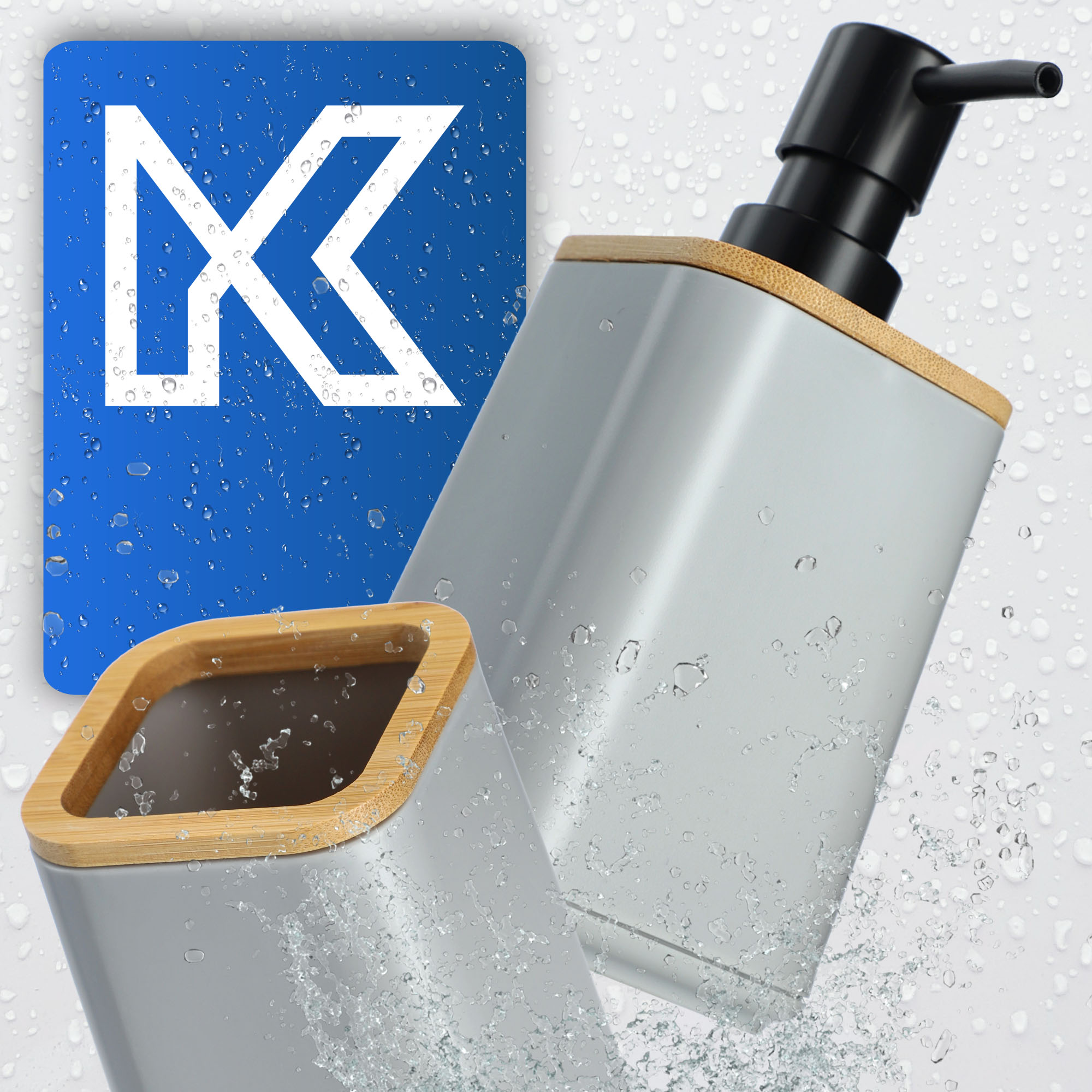 Zestaw Carrara Dozownik na mydło + Kubek łazienkowy, szary