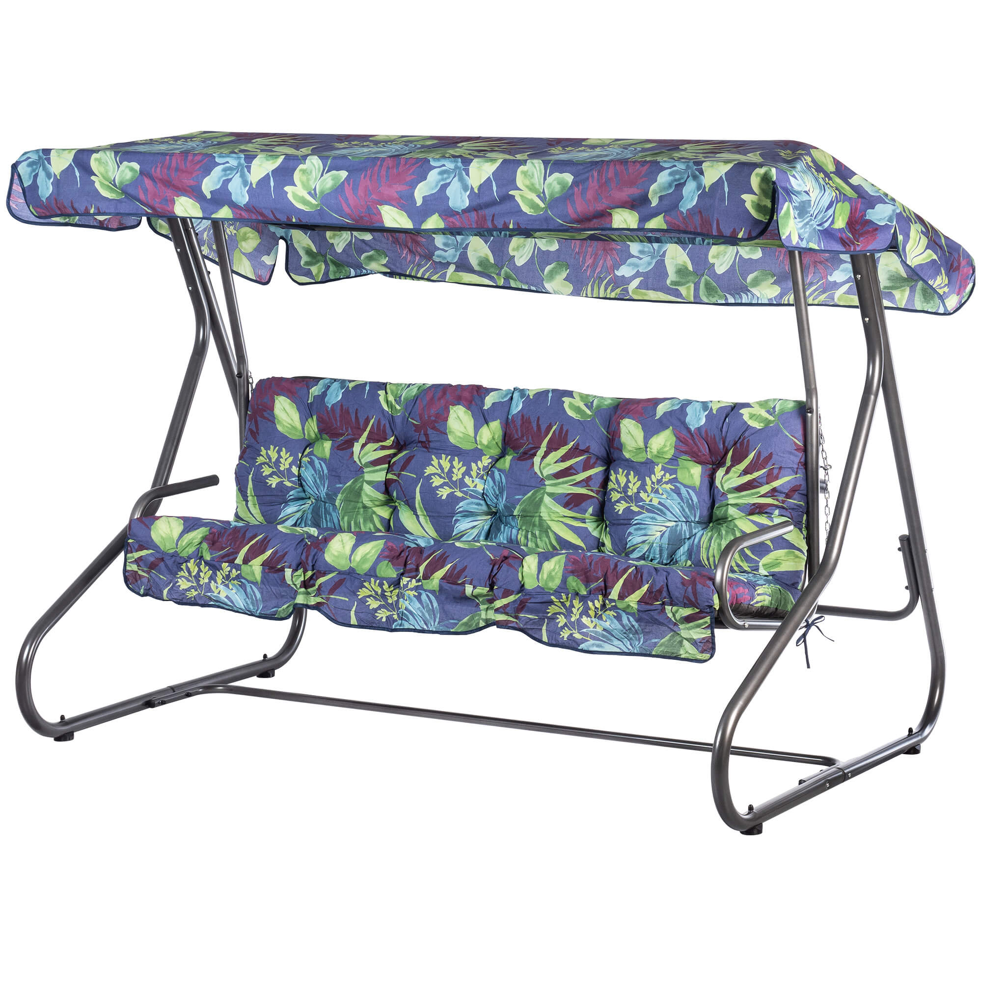 Huśtawka ogrodowa z daszkiem 208 x 159 cm, liście