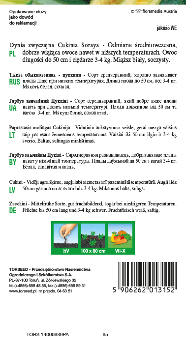 Dynia zwyczajna - Cukinia Soraya TOR 2g