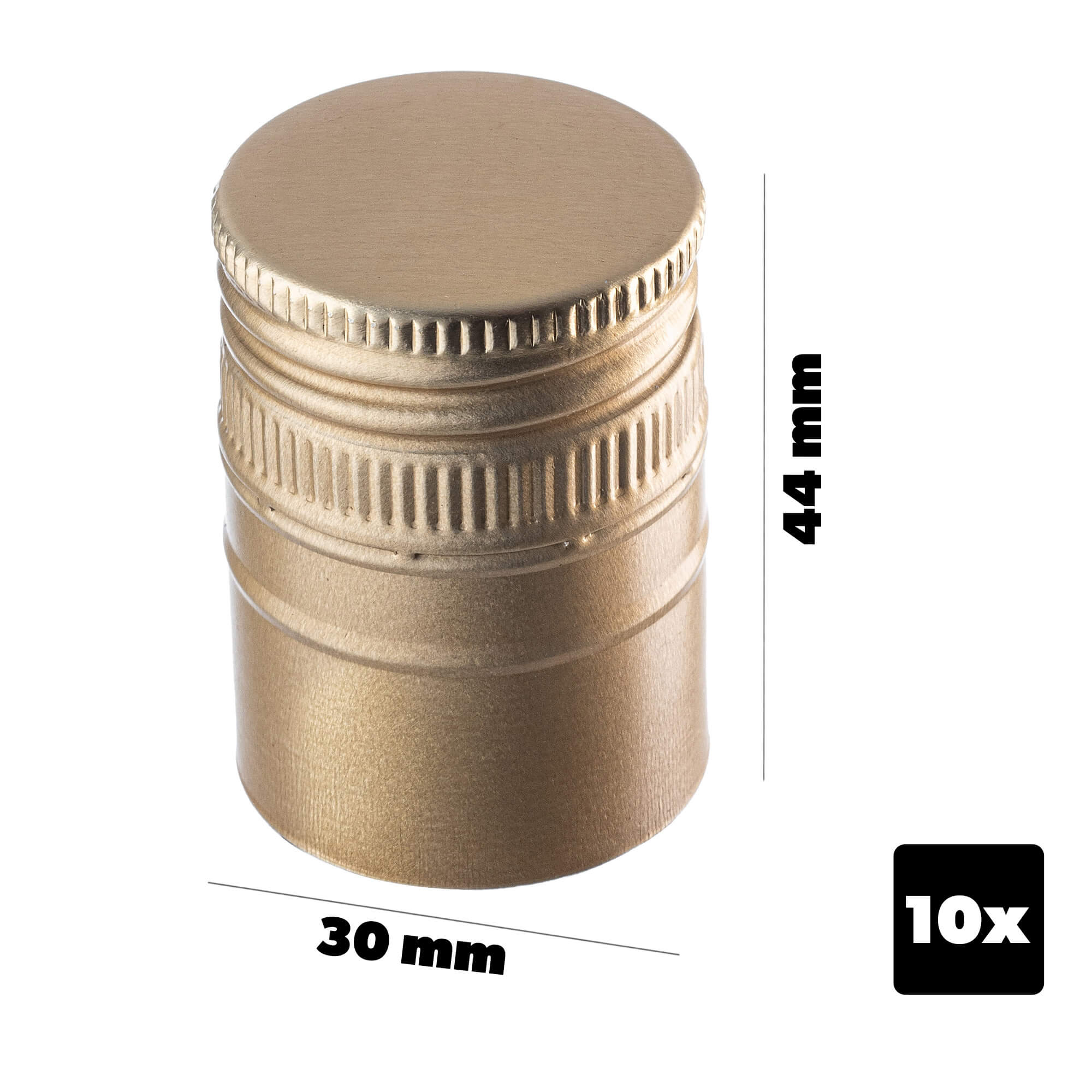 Aluminiowa zakrętka do butelek Annot fi 30mm długa złota 10 szt.