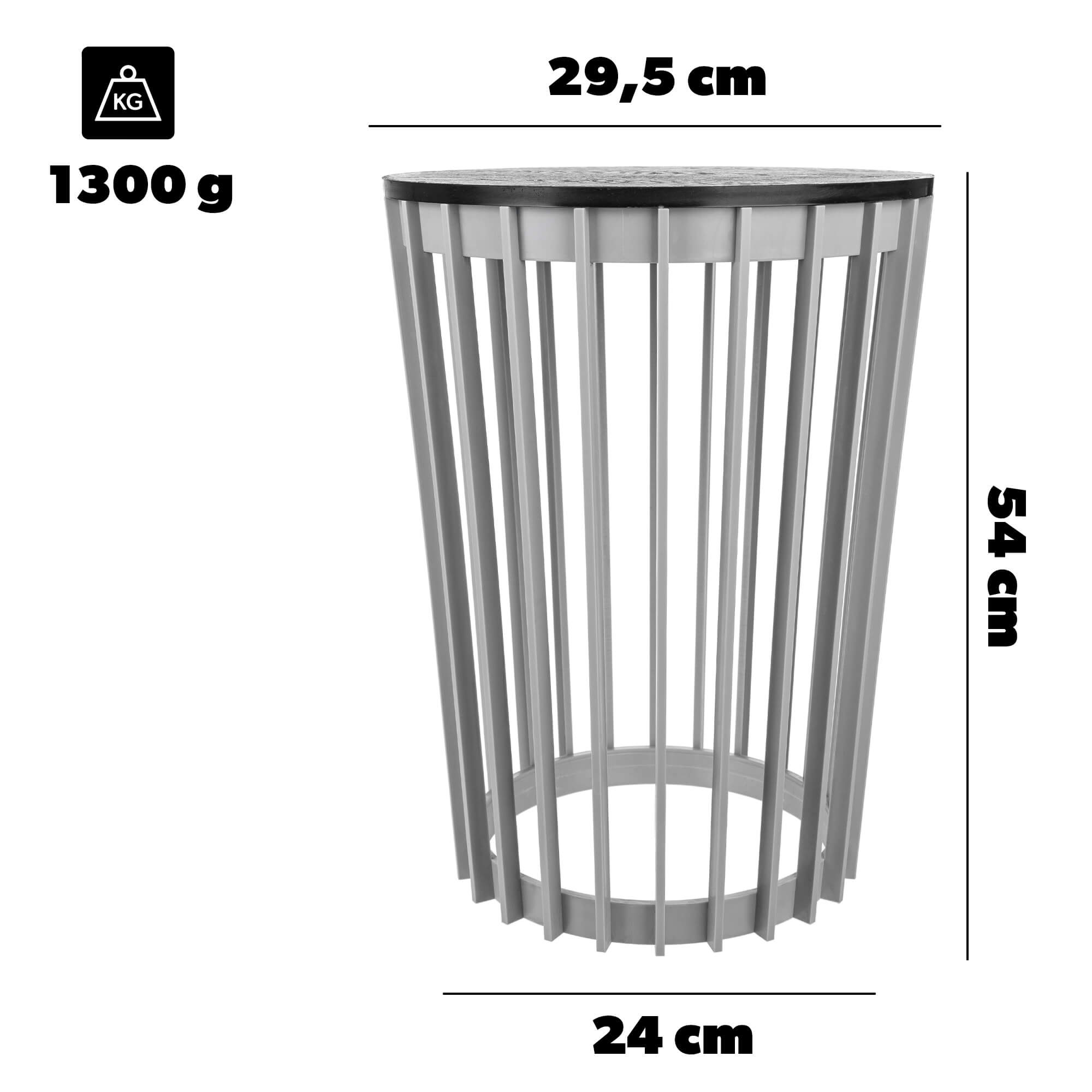 Kwietnik dwustronny Aytre 54 cm platynowy + blat czarny