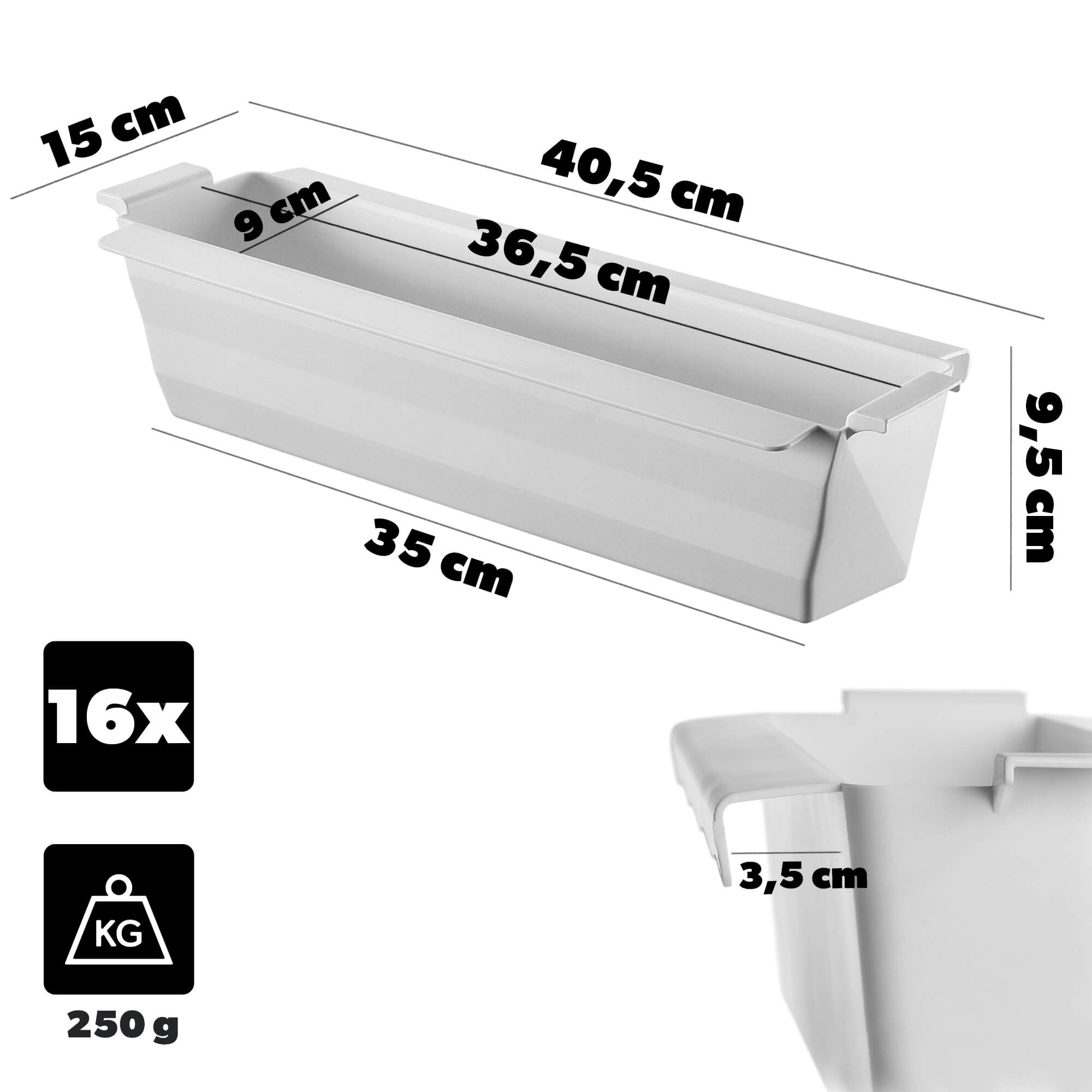 Doniczka do europalet Veere 40.5 cm biała 16 szt.