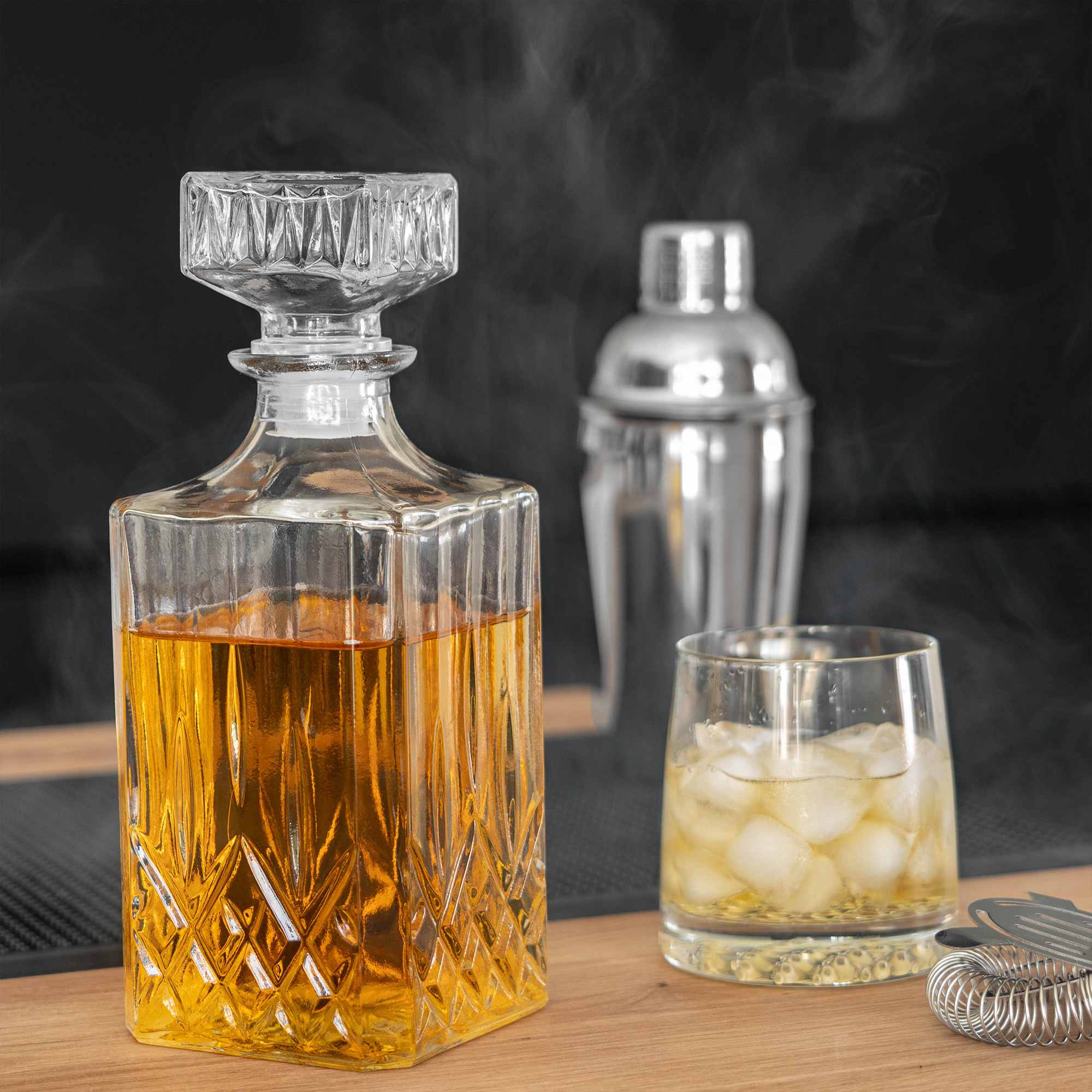 Karafka szklana Moutier na whisky z korkiem 0.85L 6szt