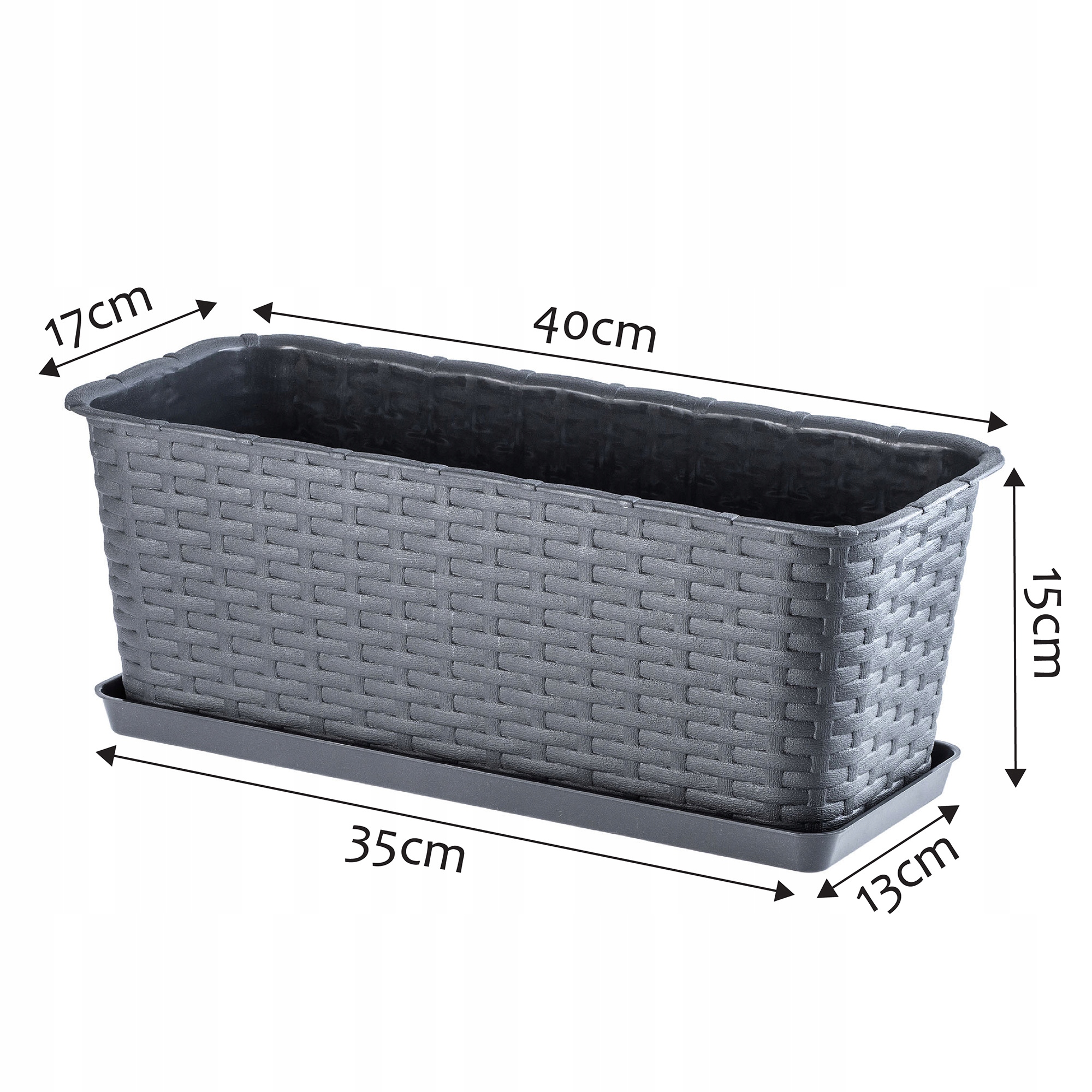 Podstawka pod doniczkę balkonową 40cm grafit