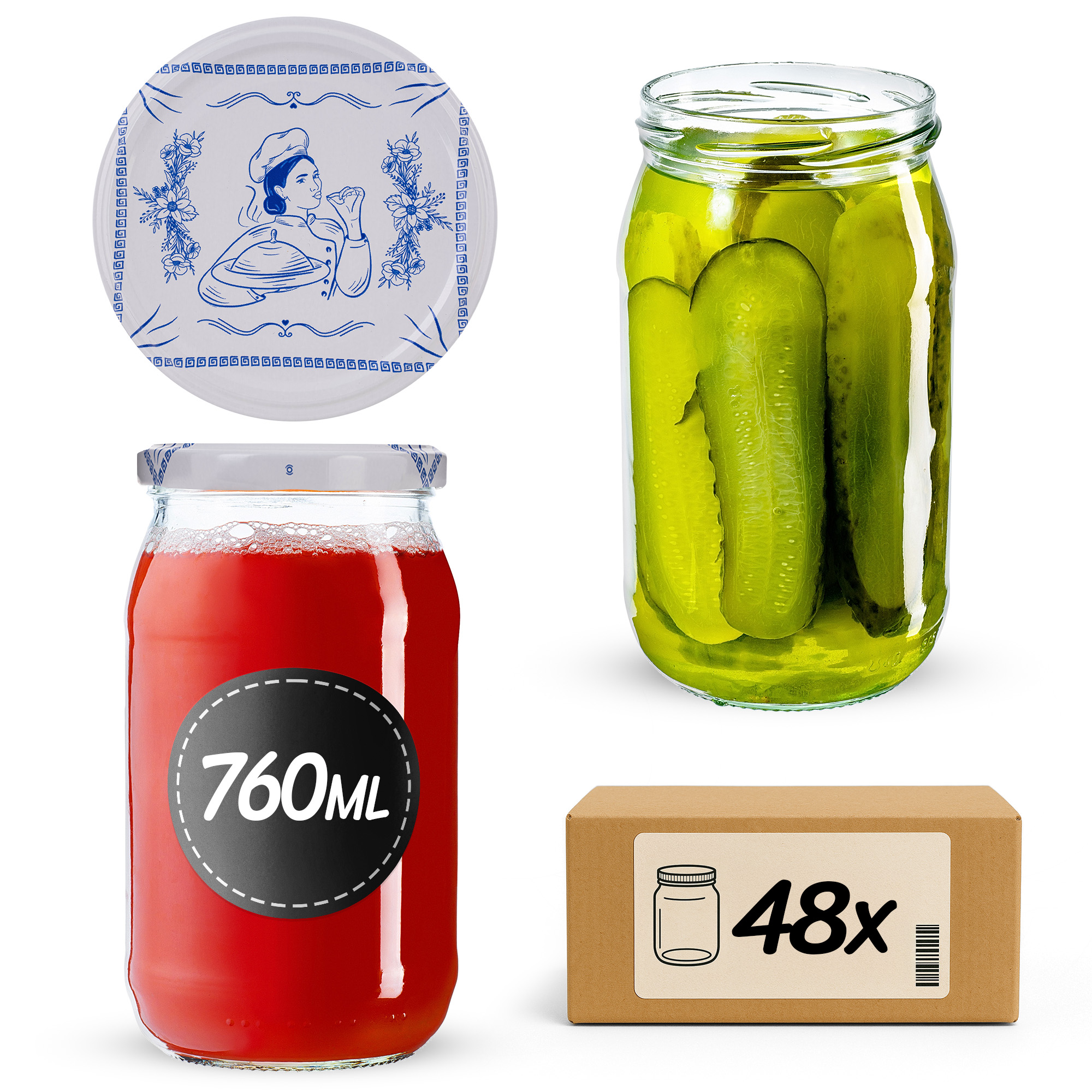 Słoiki na przetwory Niva 760ml fi82mm 48szt + wieczko Makatka