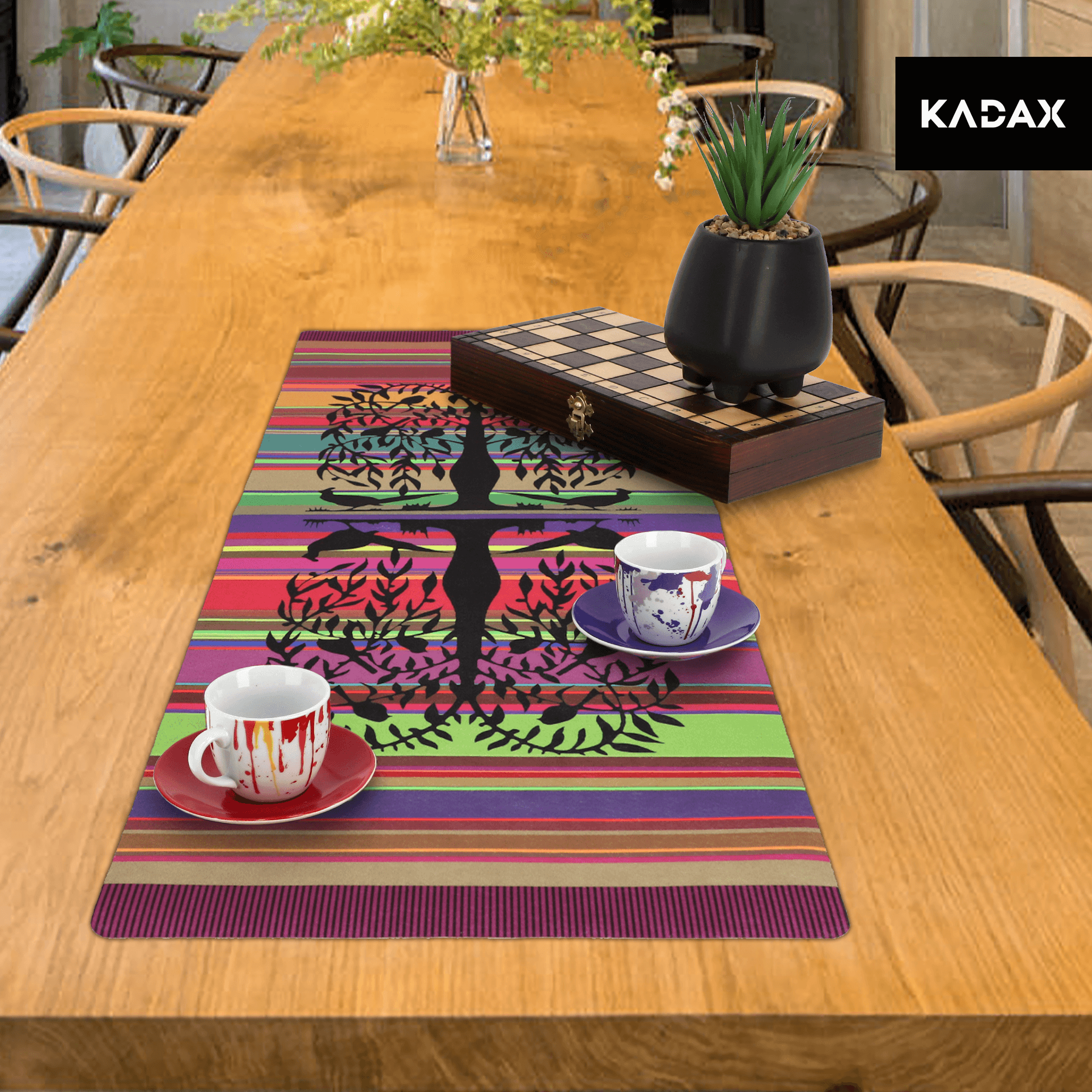 Bieżnik na stół Agello 94 x 32 cm, drzewko na kolorowym tle