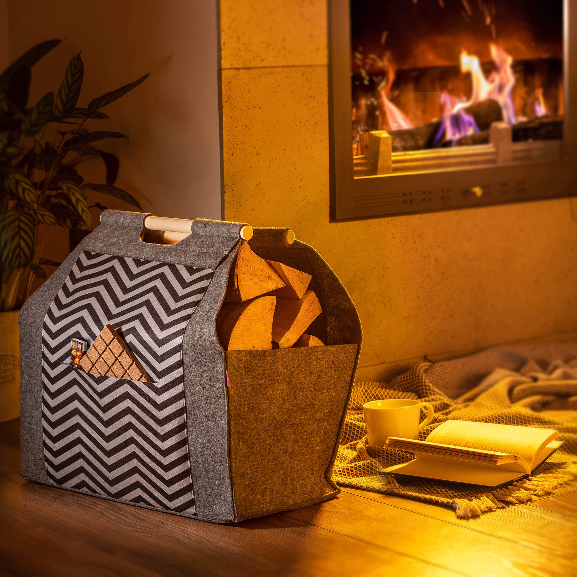 Torba gospodarcza na drewno kominkowe wzór zigzag