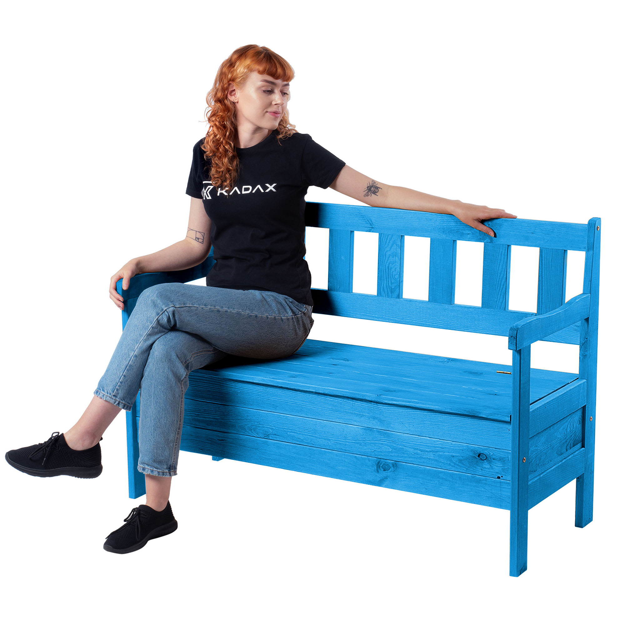 Ławka ogrodowa ze skrzynią Gravet niebieski