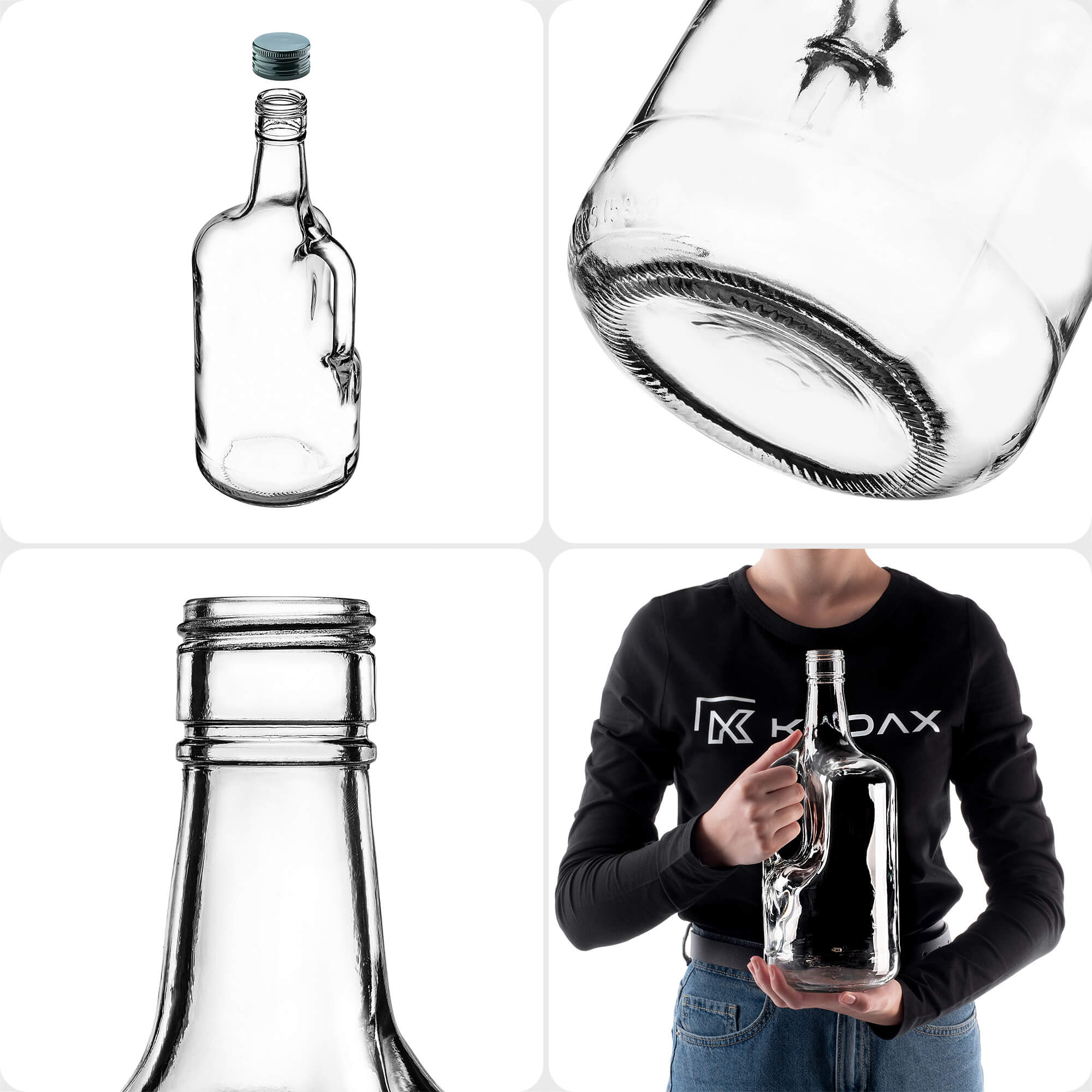 Szklana butelka z uchem Boude 1750ml z zieloną zakrętką 1 szt.