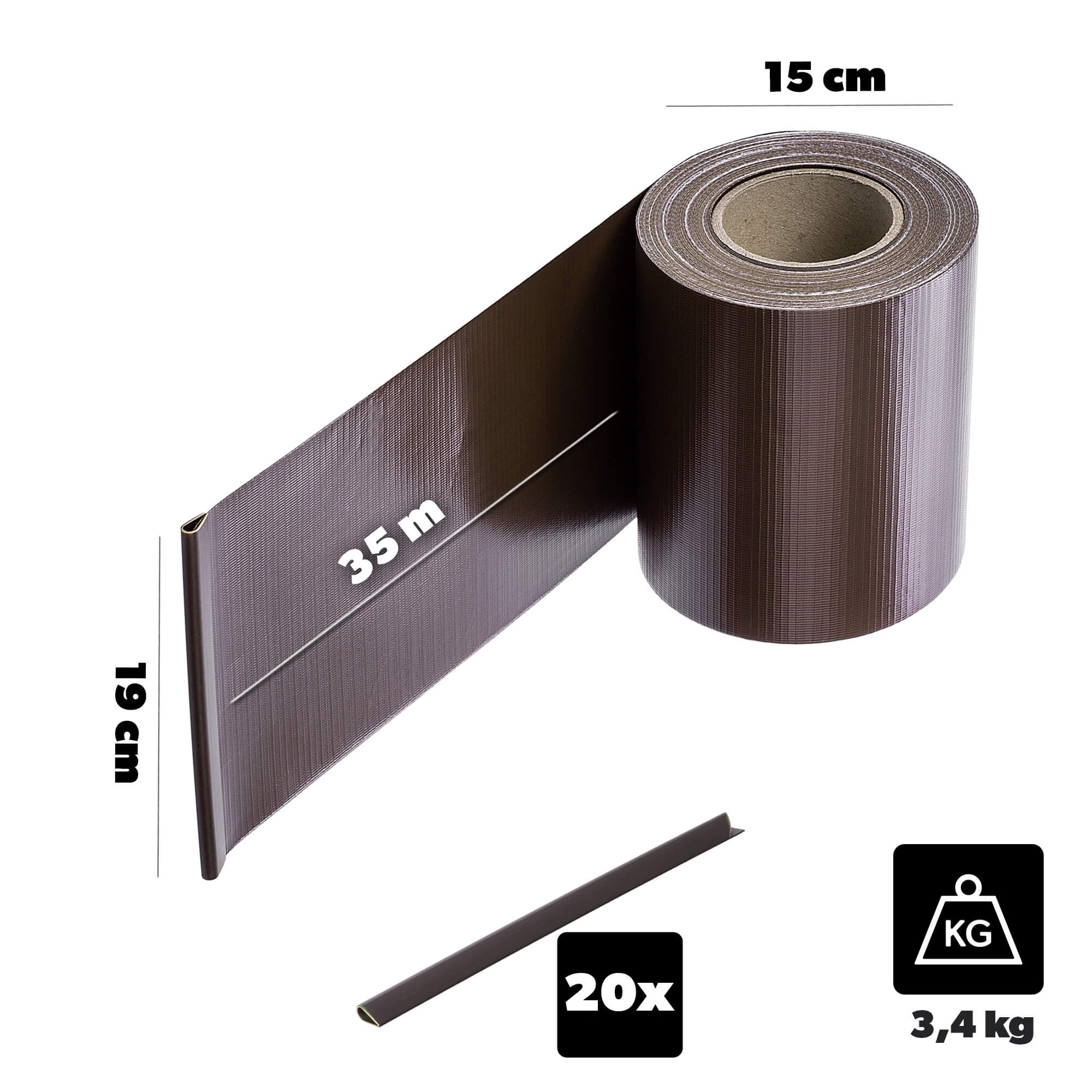 Taśma ogrodzeniowa Langon 19 cm x 35 m brązowa