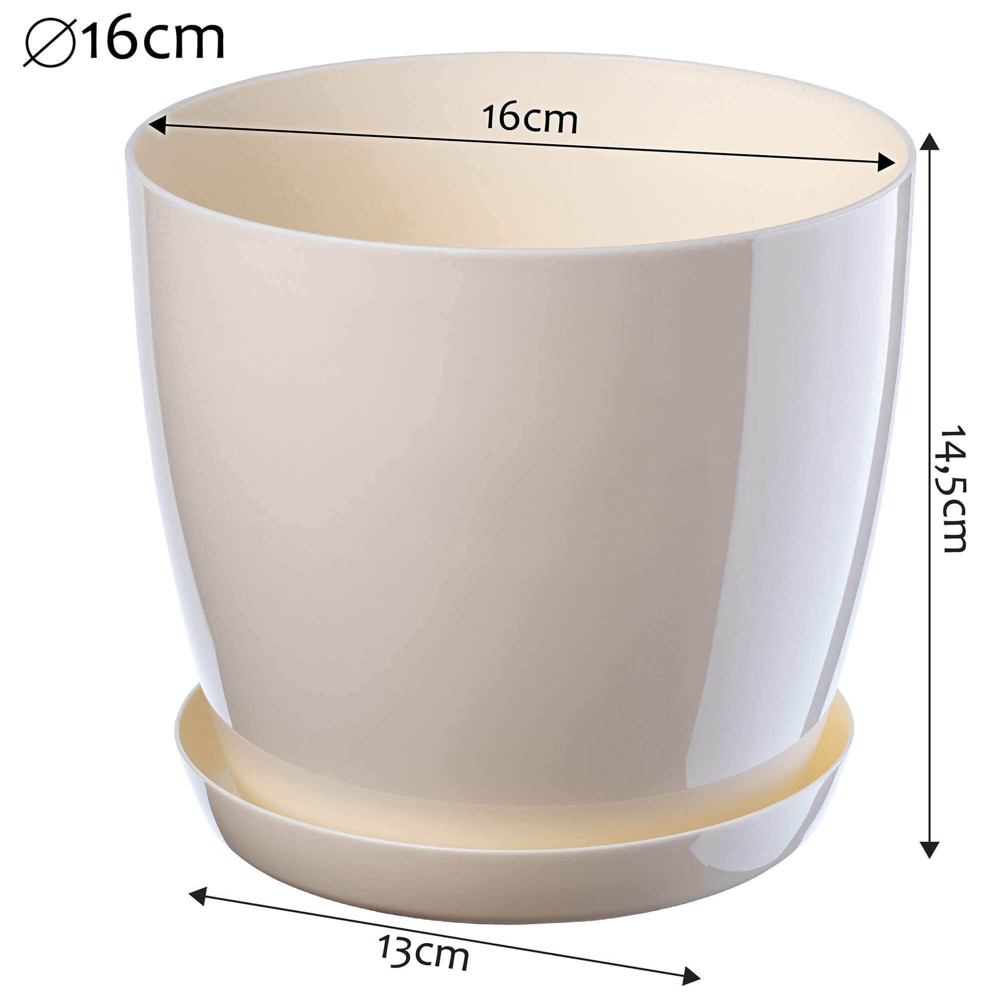 Doniczka Agen z podstawką 16 cm, kremowa