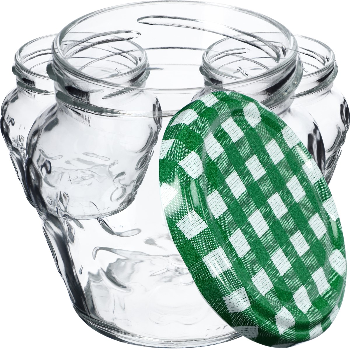 Słoiki Kemi 200ml 10szt 66mm + wieczka "Zielona Krata"