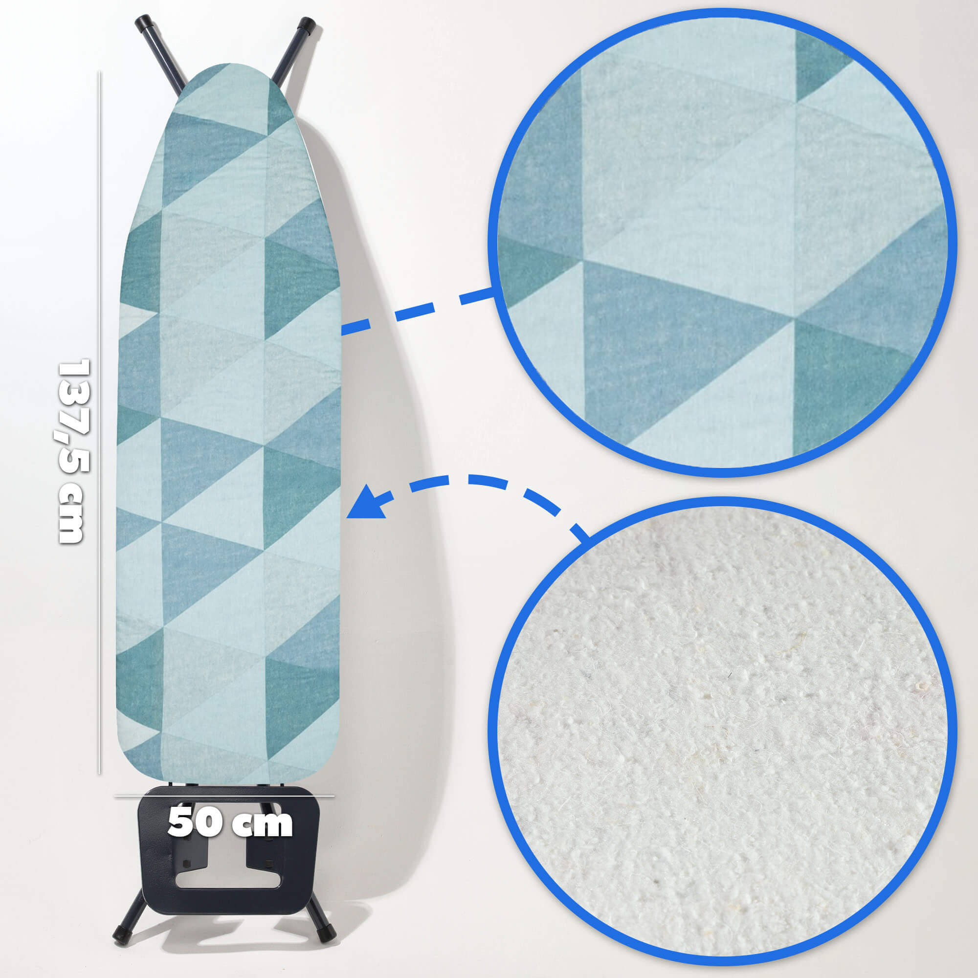 Pokrowiec na deskę do prasowania Tomar 137 x 50 cm niebieski geometryczny