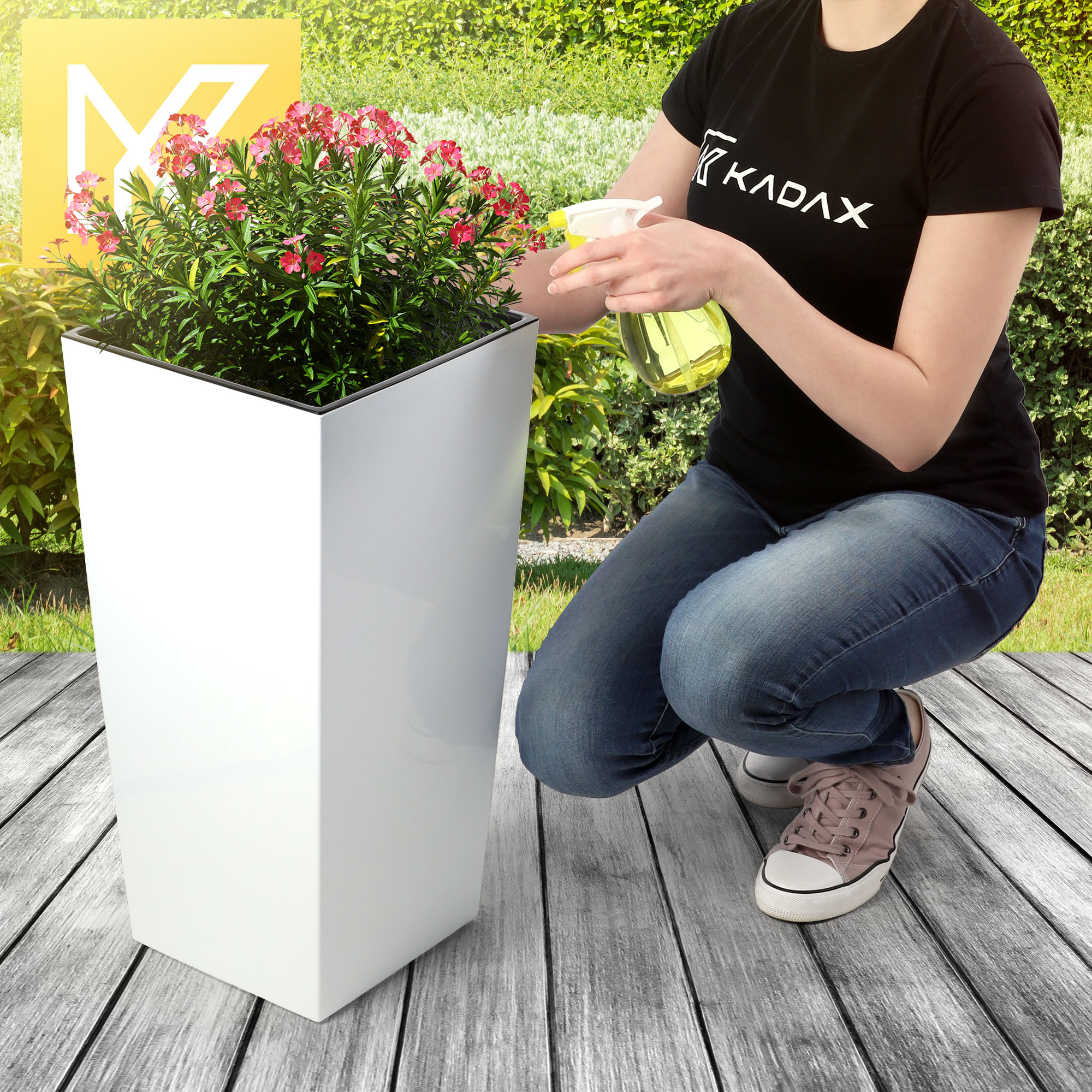 Donice na kwiaty z wkładem Masiera 19 cm + 25 cm + 30 cm, białe
