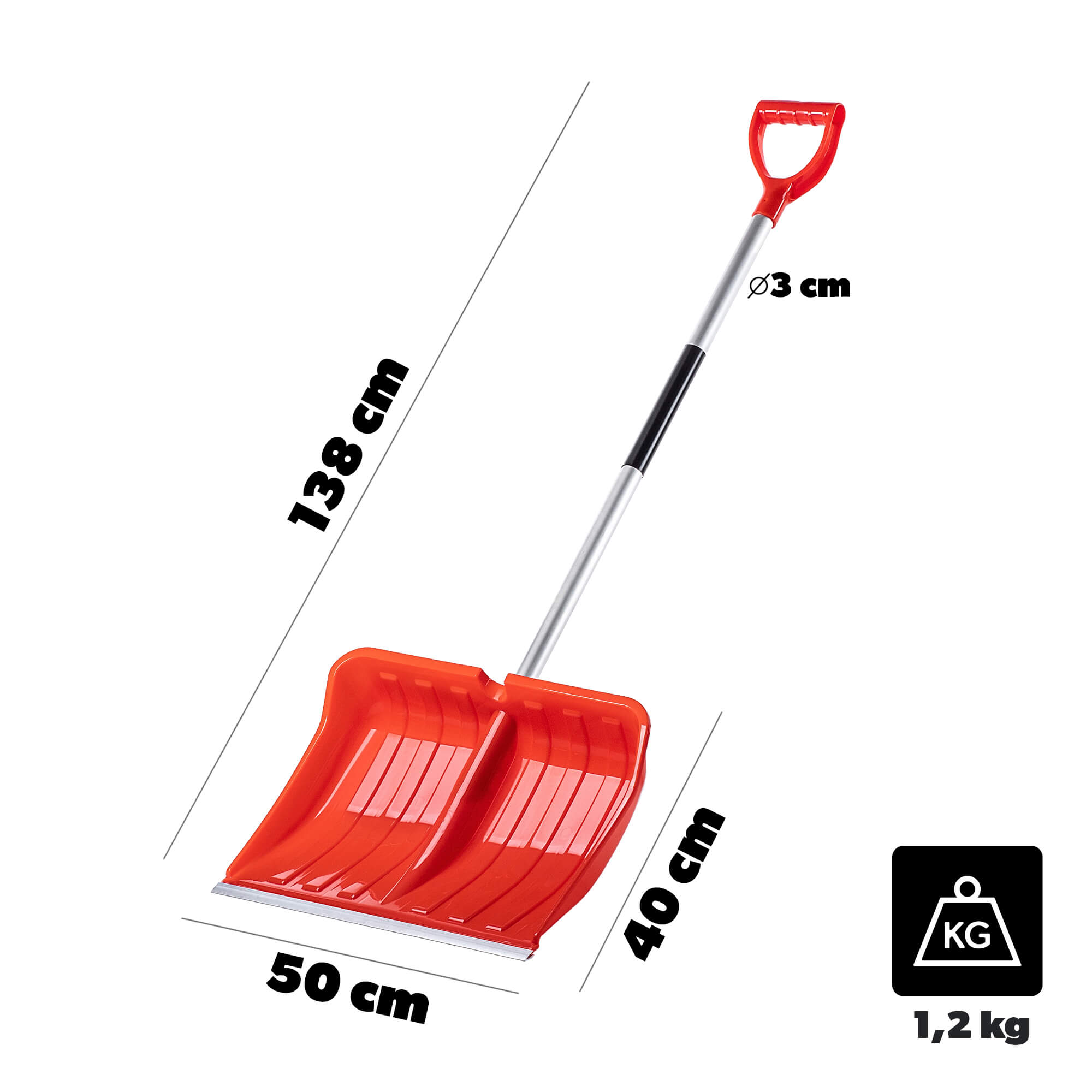 Łopata do śniegu Aille 50 cm pomarańczowa