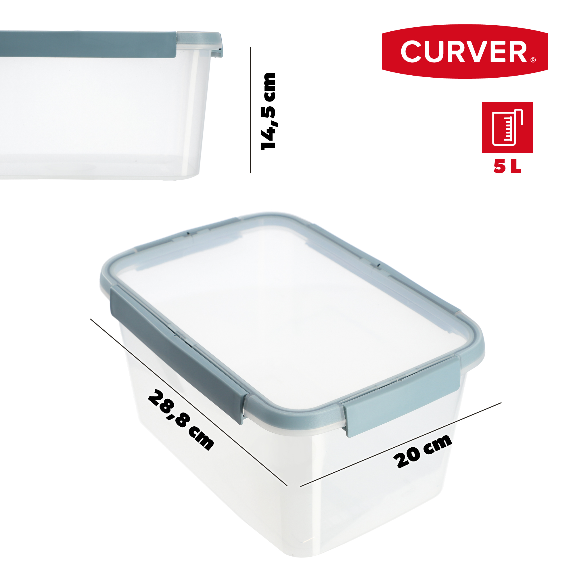Pojemnik na żywność 5L Curver Smart Fresh Eco, szarobłękitny
