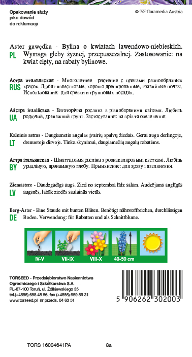 Aster gawędka - Aster amellus lawendowoniebieski 0,3g