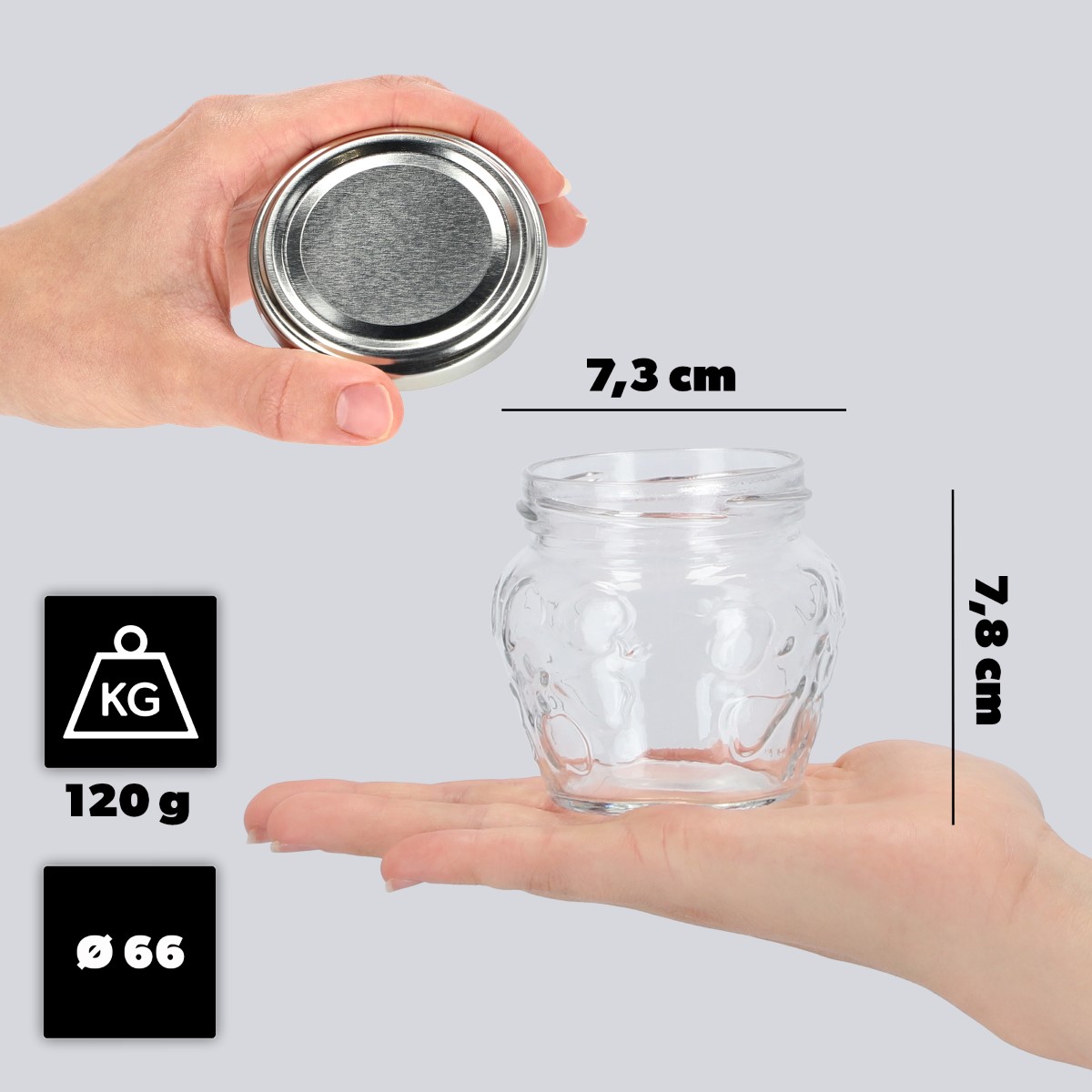 Słoiki Kemi 200ml 50szt 66mm + wieczka srebrne